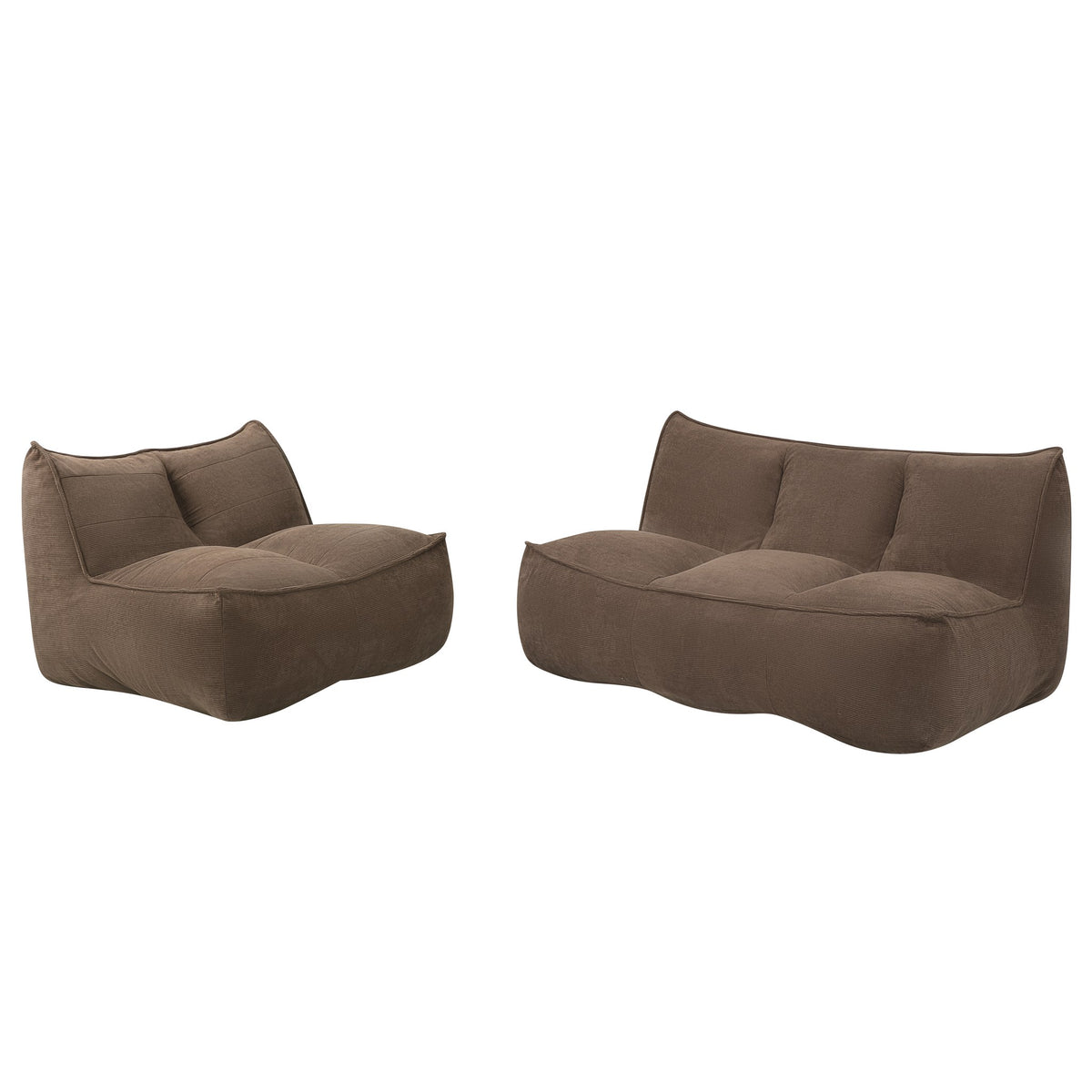 Corduroy Boneless Couch — 2/3-Seat — Brown / 2-Seat + 3-Seat
