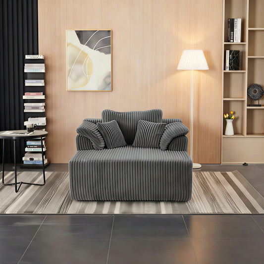 Corduroy Compression Accent Chair — 1-Seat, 60"W — Antique Dark Grey
