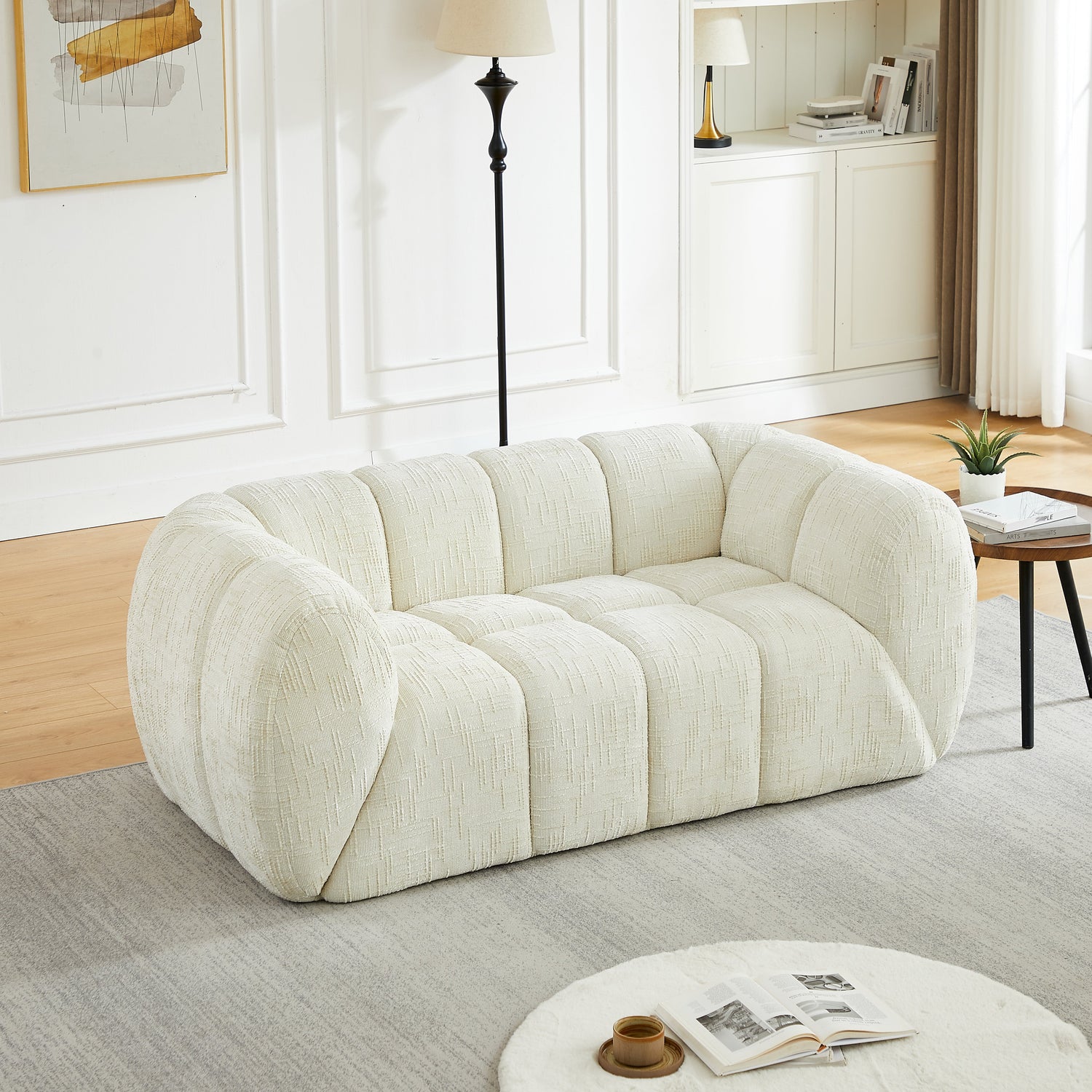 Boneless sofa in corduroy, 3-seat, frameless foam that ships compressed