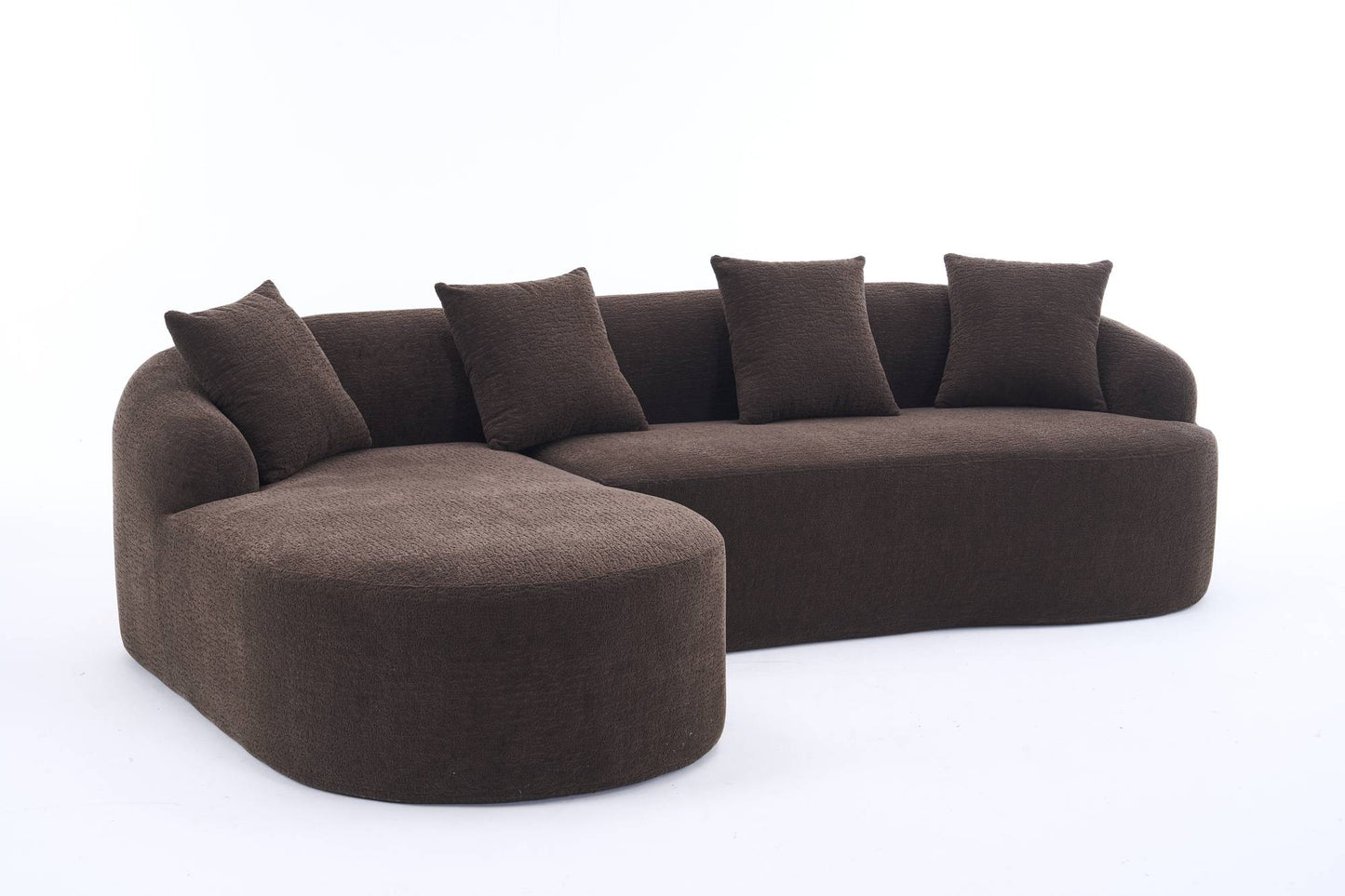 Chenille Spring-Core Compression Sectional — 4-Seat, 99"W — Brown