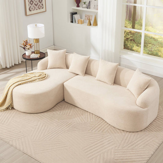 Chenille Spring-Core Compression Sectional — 4-Seat, 99"W — Beige