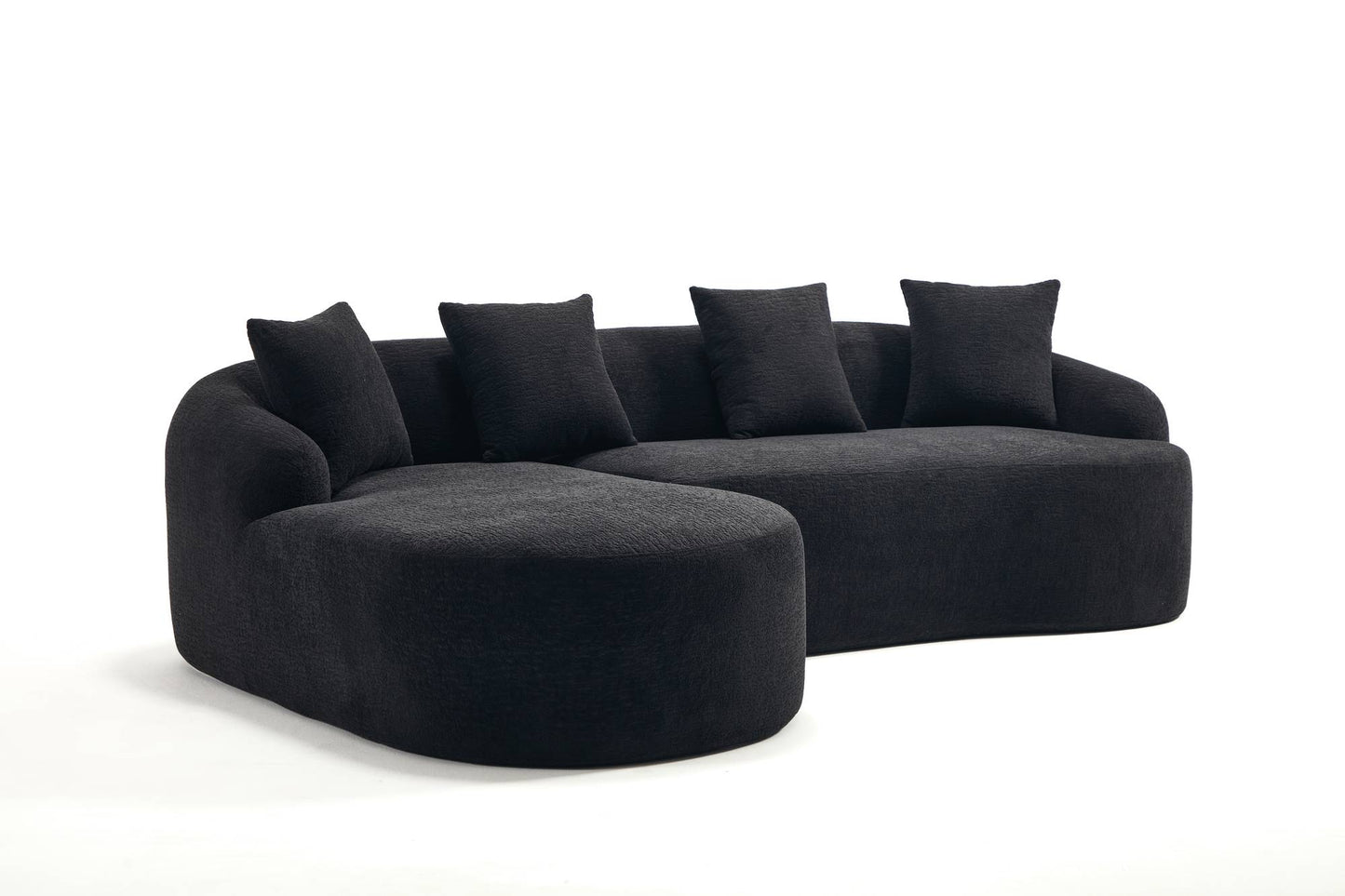 Chenille Spring-Core Compression Sectional — 4-Seat, 99"W — Black