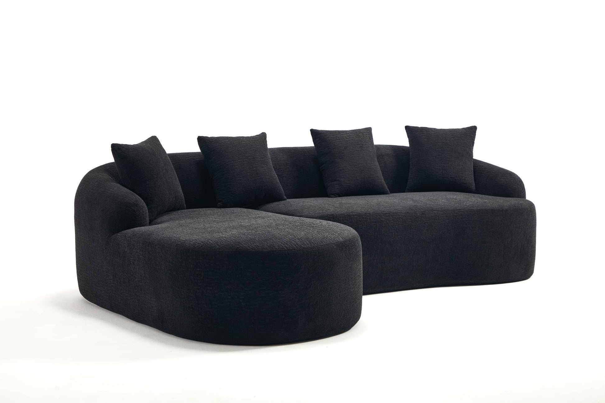 Chenille Spring-Core Compression Sectional — 4-Seat, 99"W — Black
