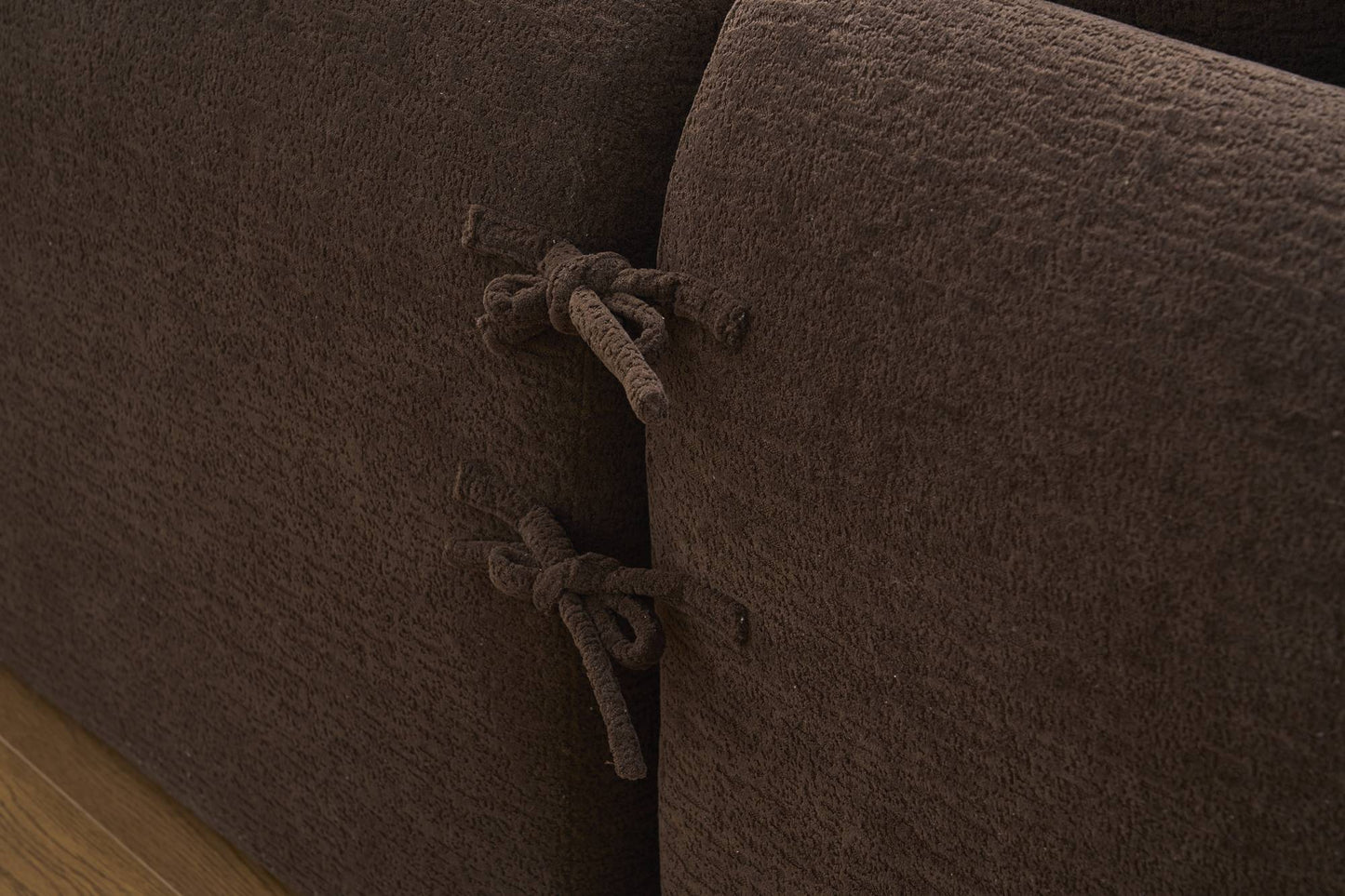 Chenille Spring-Core Compression Sectional — 4-Seat, 99"W — Brown