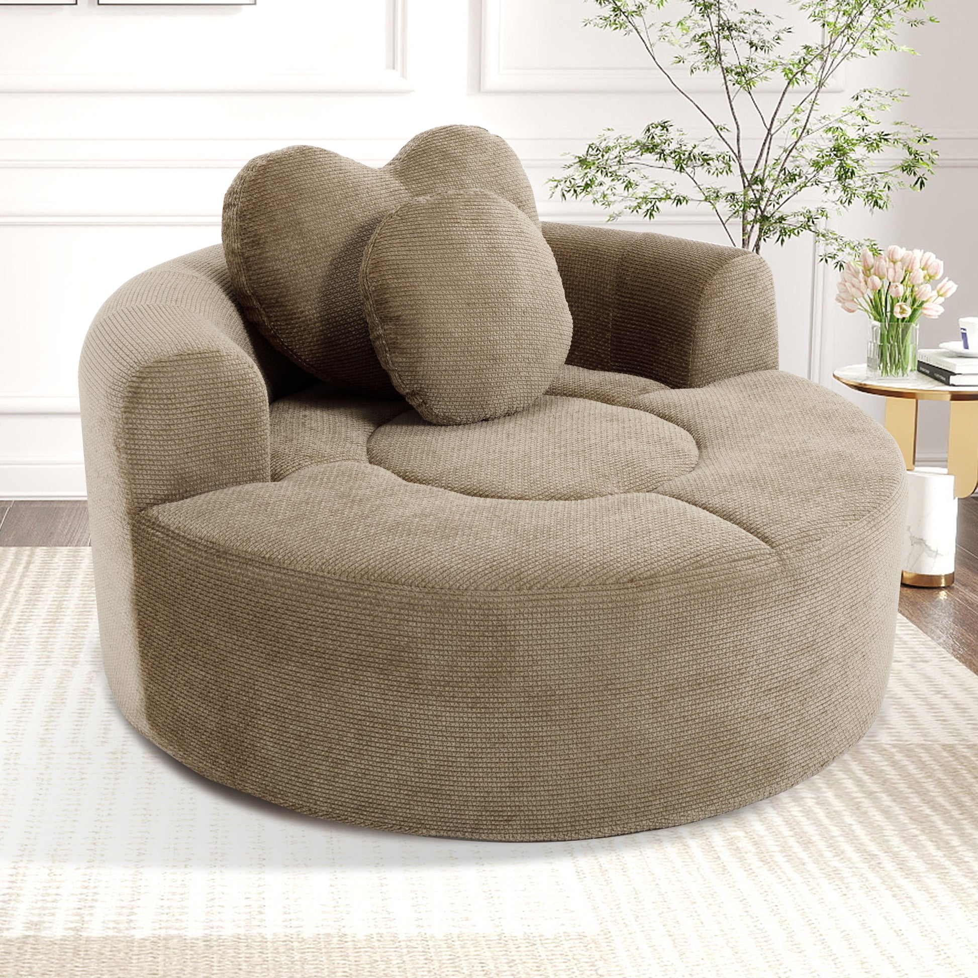 Polyester Compression Accent Chair — 1-Seat — Brown
