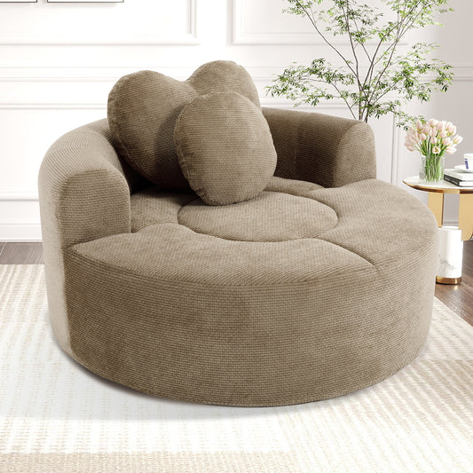 Polyester Compression Accent Chair — 1-Seat — Brown