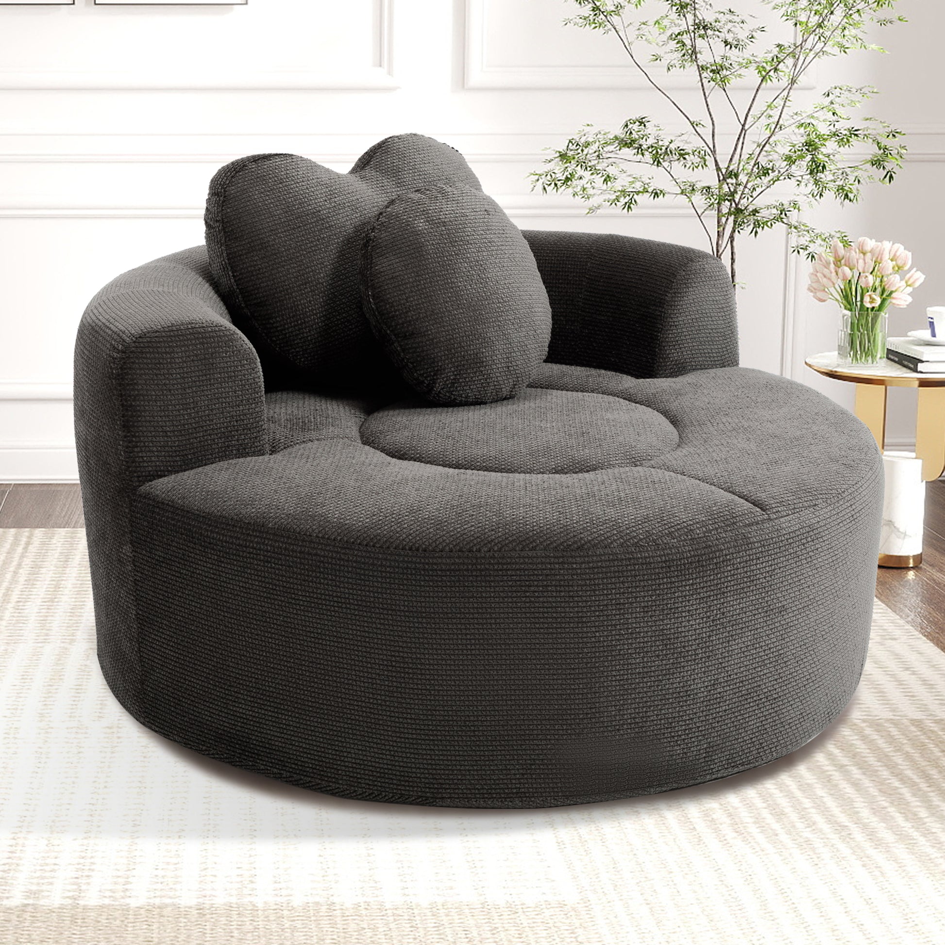 Polyester Compression Accent Chair — 1-Seat — Black + Gray