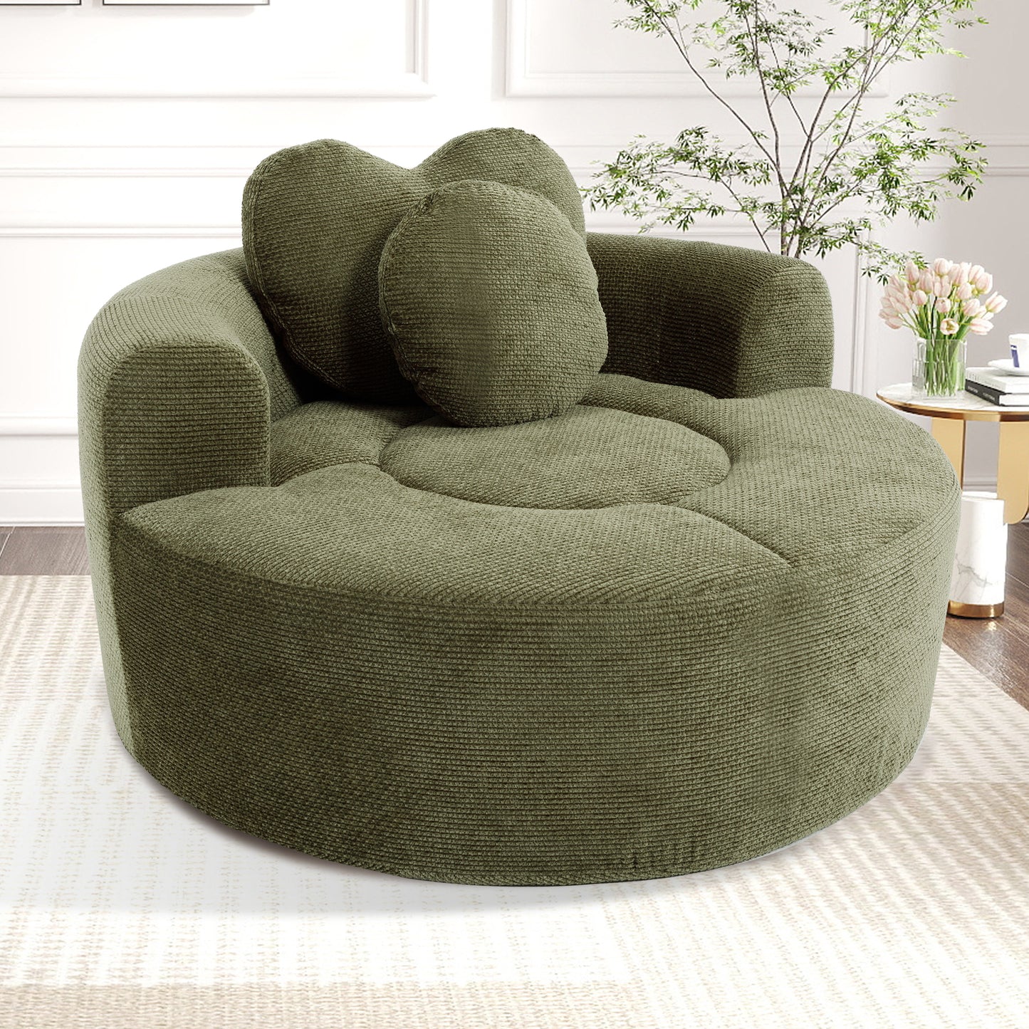 Polyester Compression Accent Chair — 1-Seat — Green