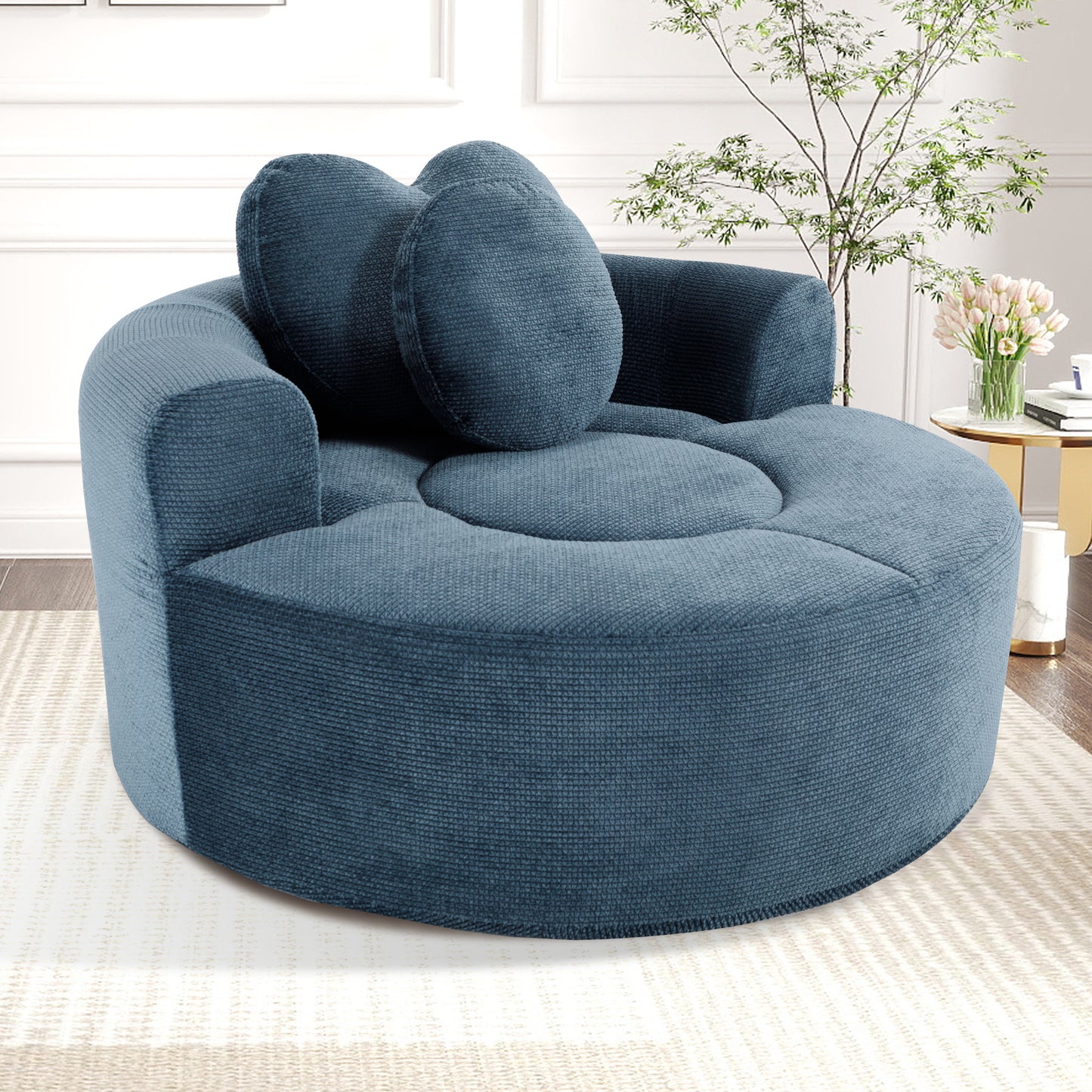 Polyester Compression Accent Chair — 1-Seat — Blue