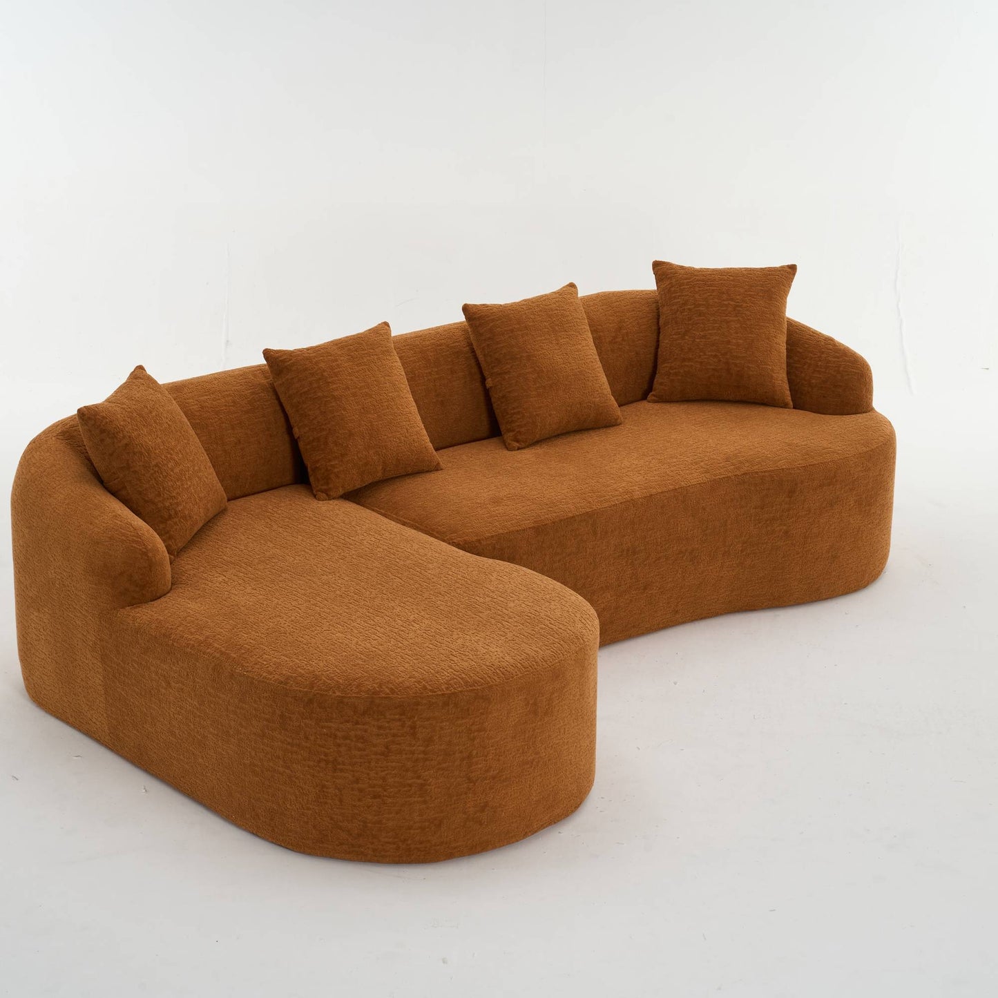 Chenille Spring-Core Compression Sectional — 4-Seat, 99"W — Orange