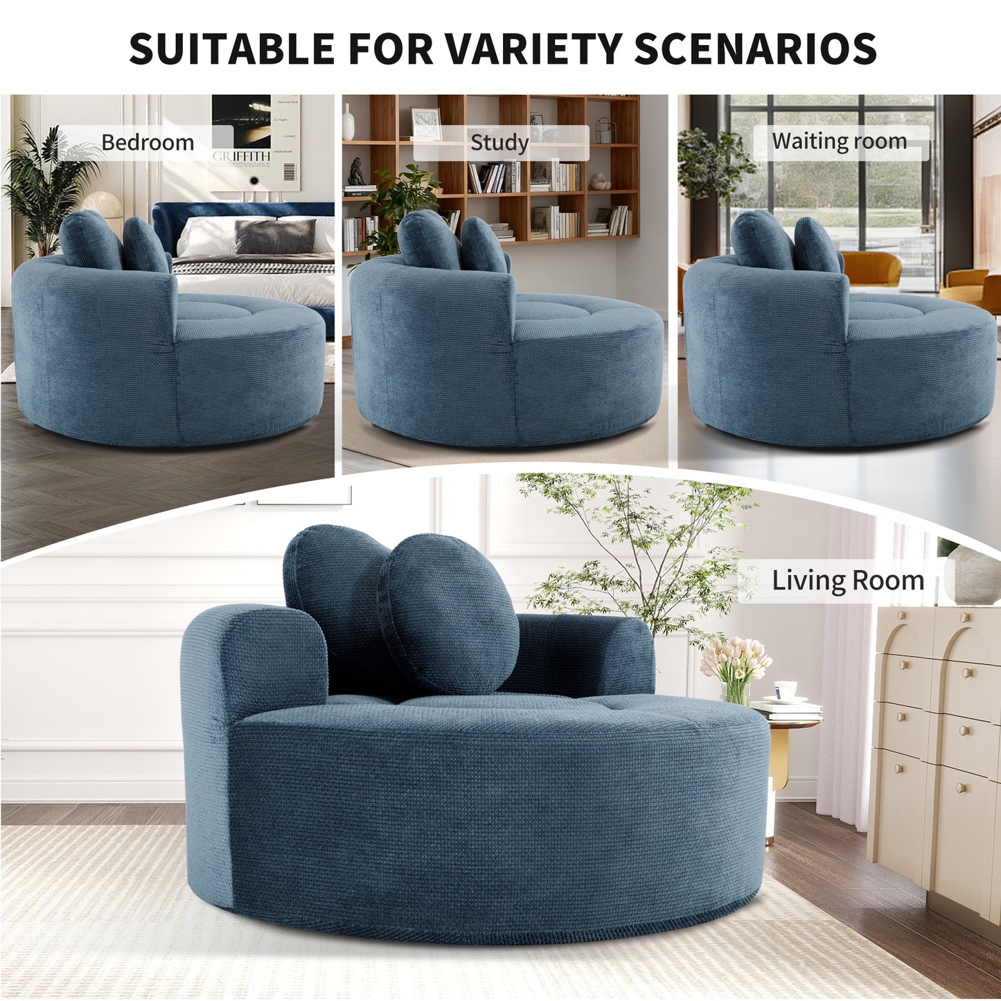Polyester Compression Accent Chair — 1-Seat — Blue