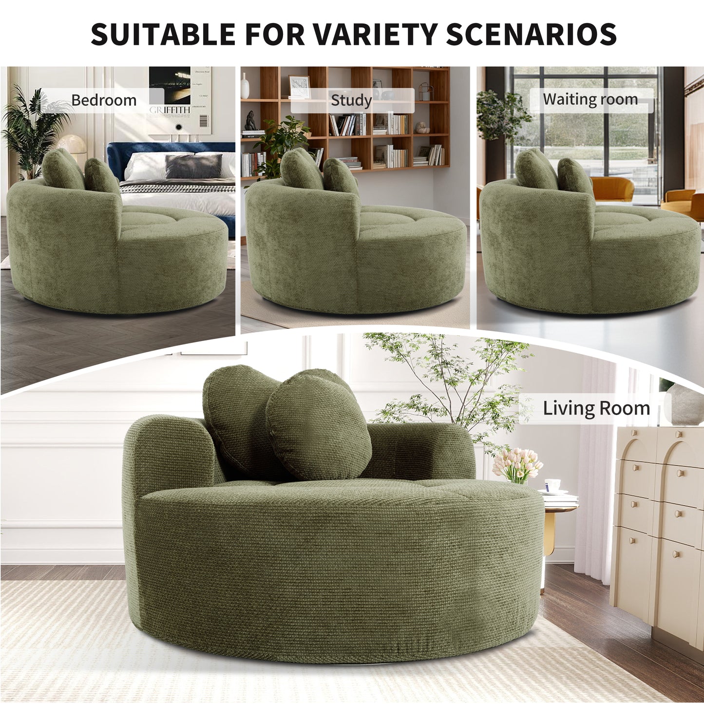 Polyester Compression Accent Chair — 1-Seat — Green
