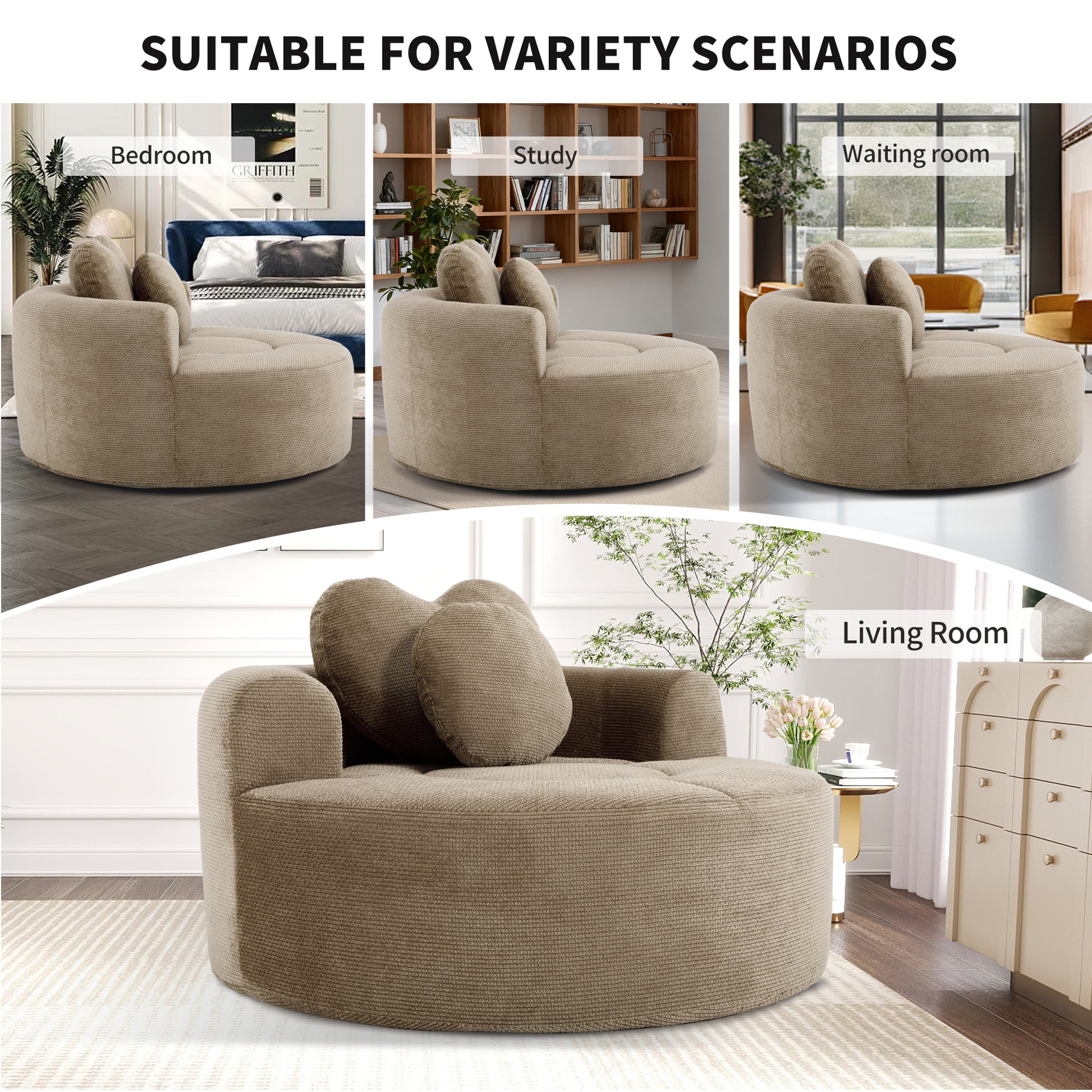 Polyester Compression Accent Chair — 1-Seat — Brown
