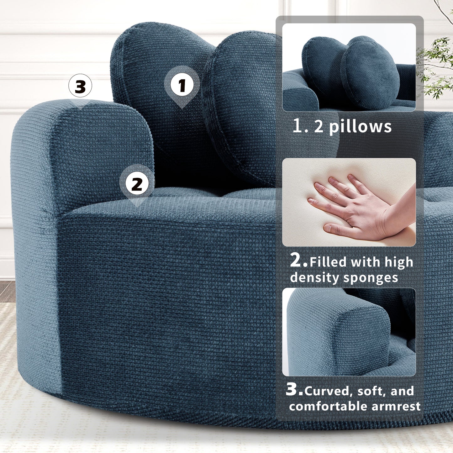 Polyester Compression Accent Chair — 1-Seat — Blue