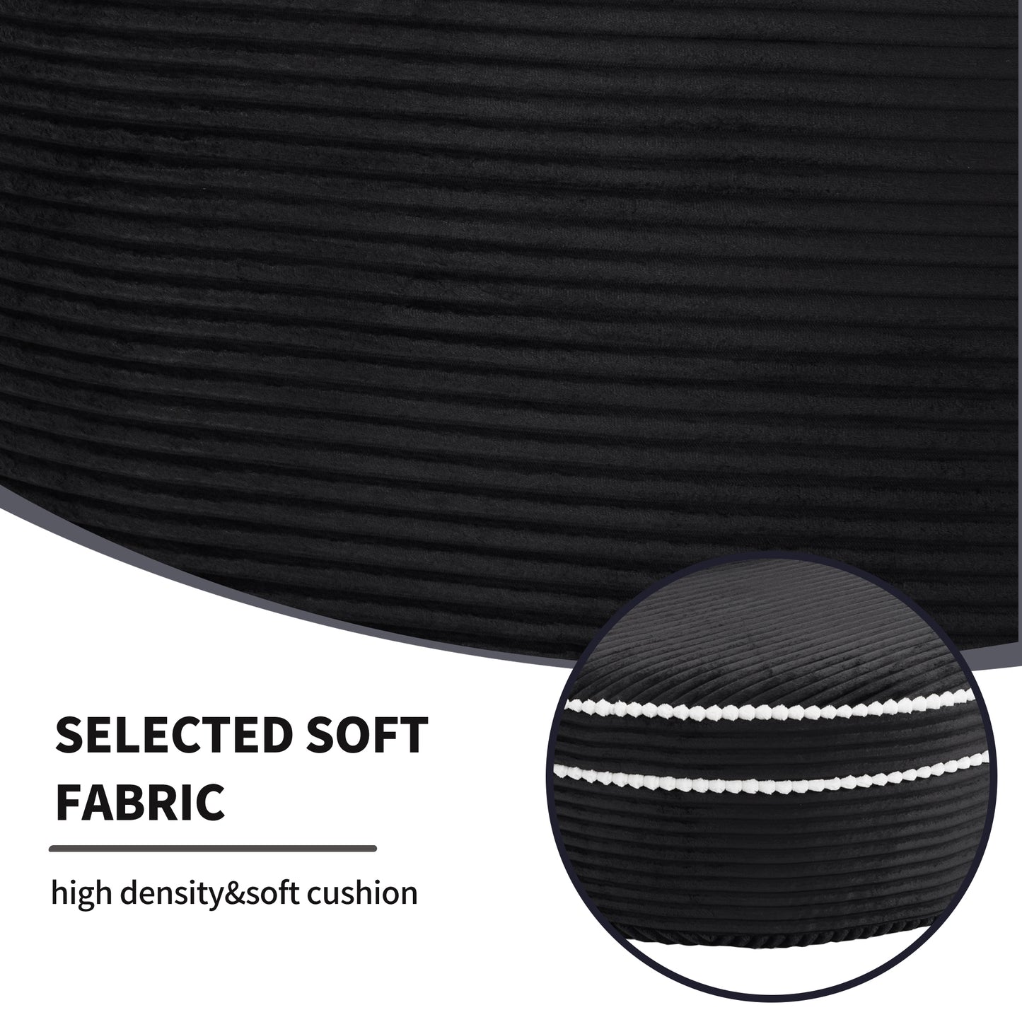 Velvet Spring-Core Compression Accent Chair — 1-Seat, 55"W — Black