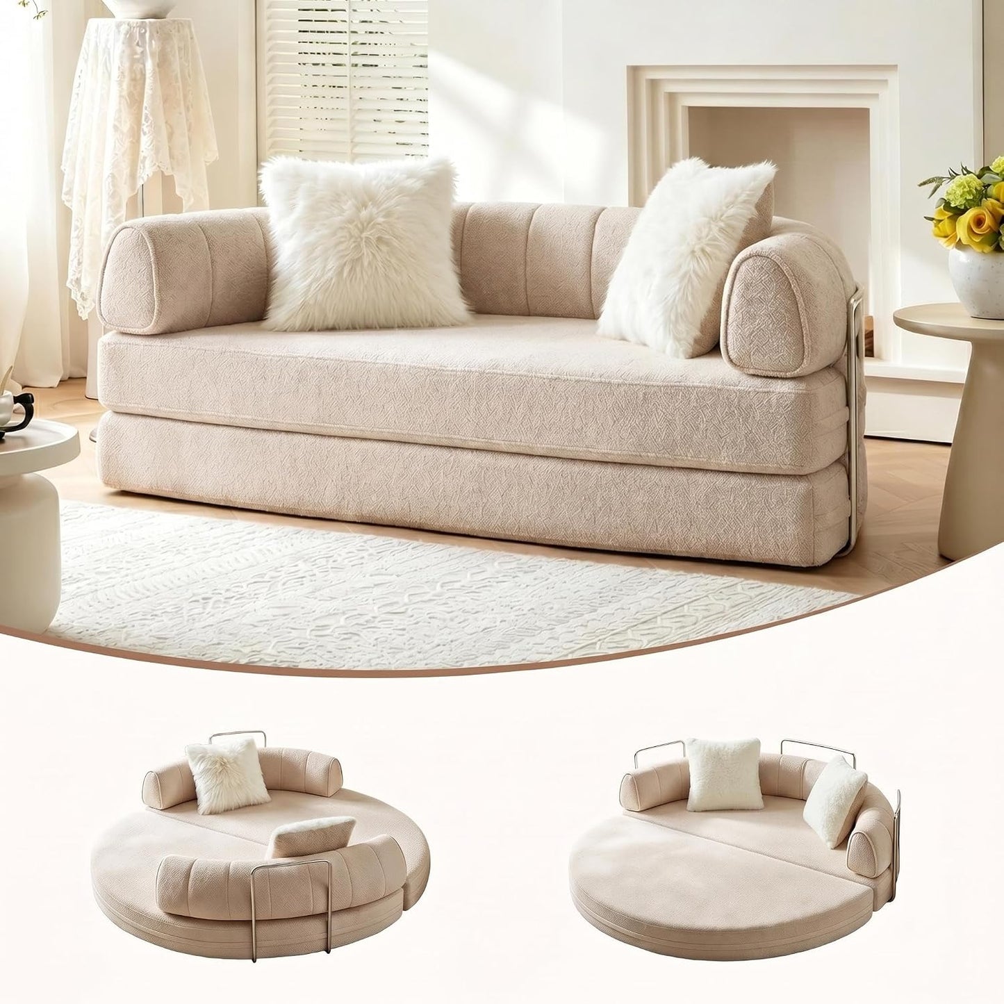 The Willow — Convertible Compression Sofa — Beige