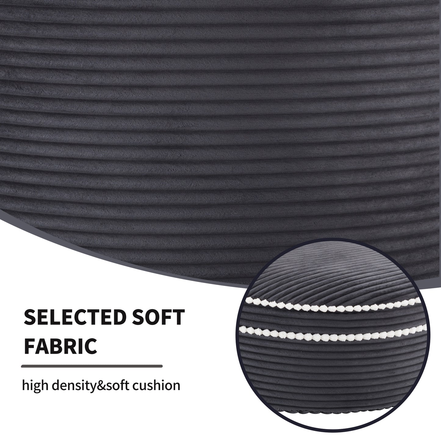 Velvet Spring-Core Compression Accent Chair — 1-Seat, 55"W — Dark Grey