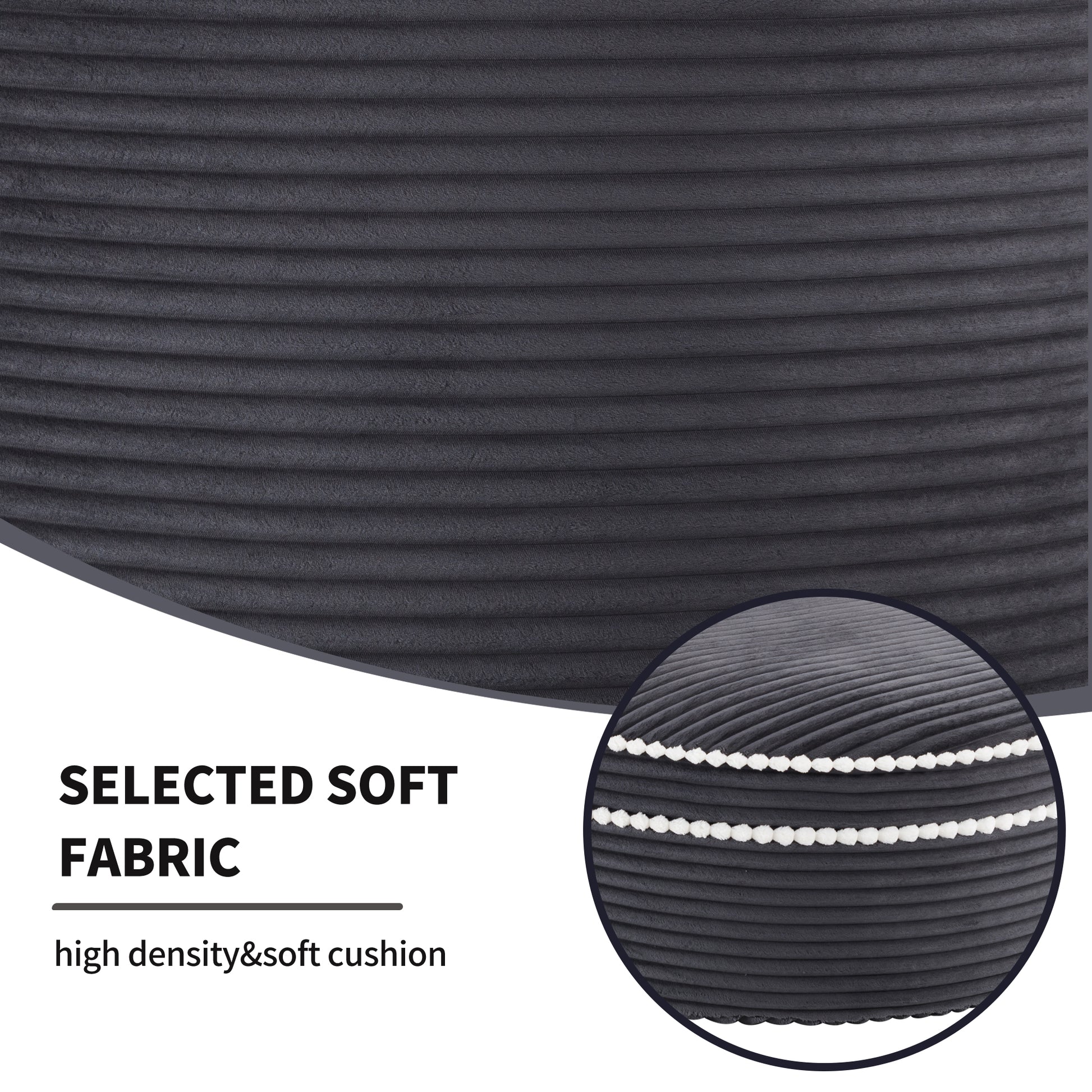 Velvet Spring-Core Compression Accent Chair — 1-Seat, 55"W — Dark Grey