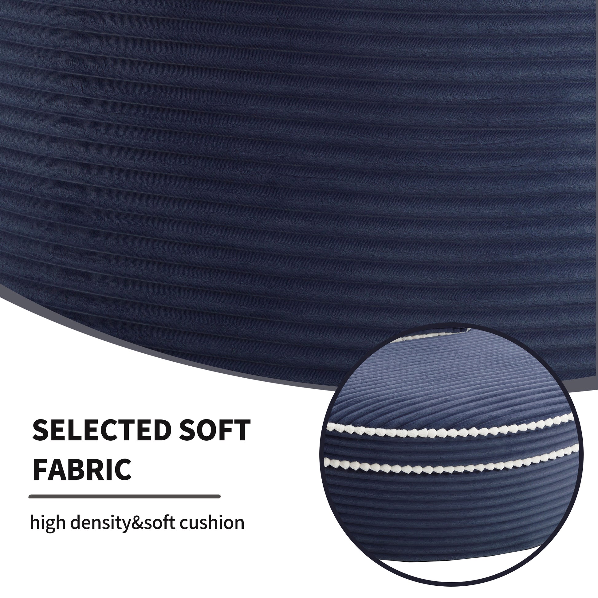 Velvet Spring-Core Compression Accent Chair — 1-Seat, 55"W — Blue
