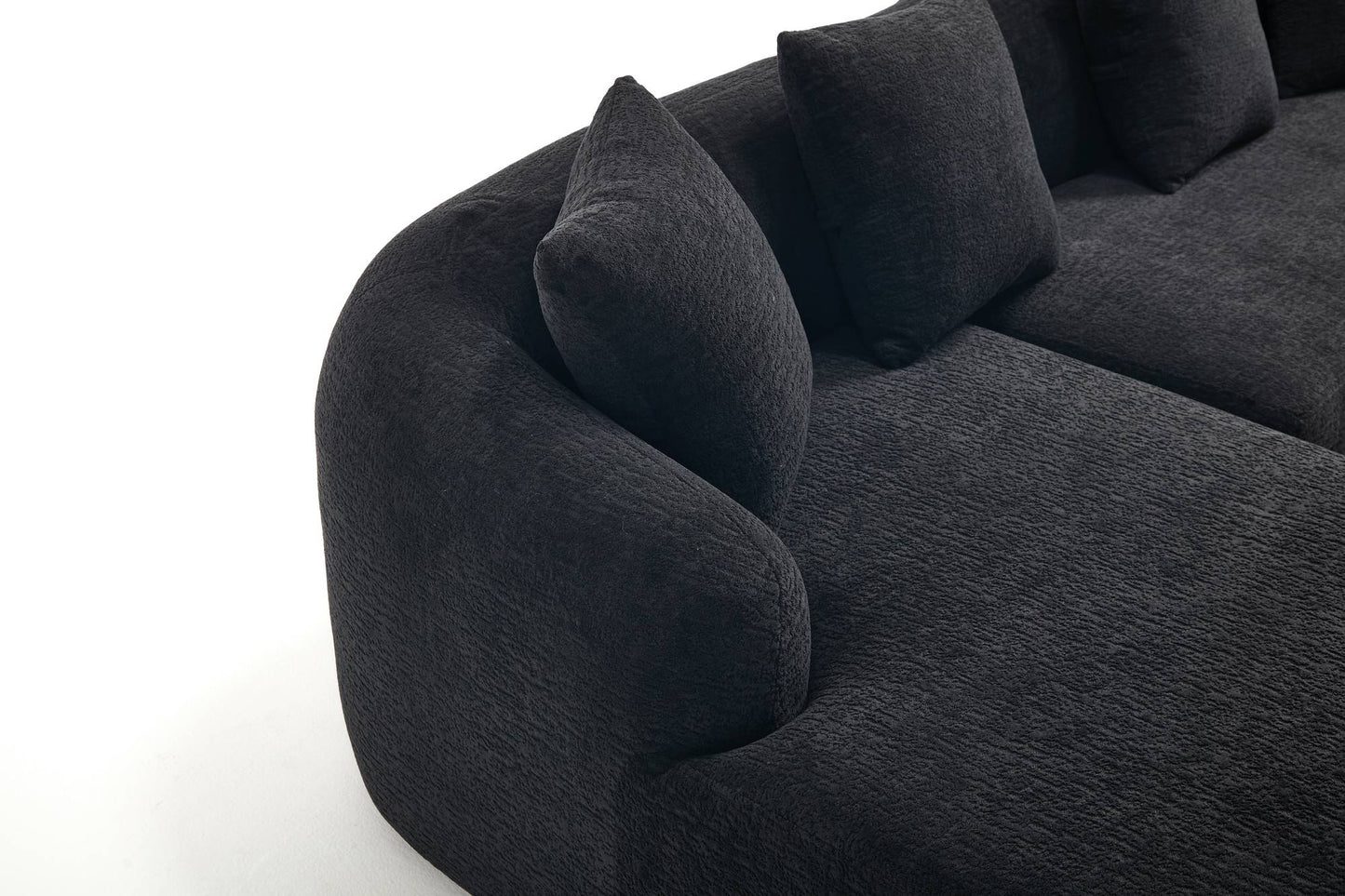 Chenille Spring-Core Compression Sectional — 4-Seat, 99"W — Black