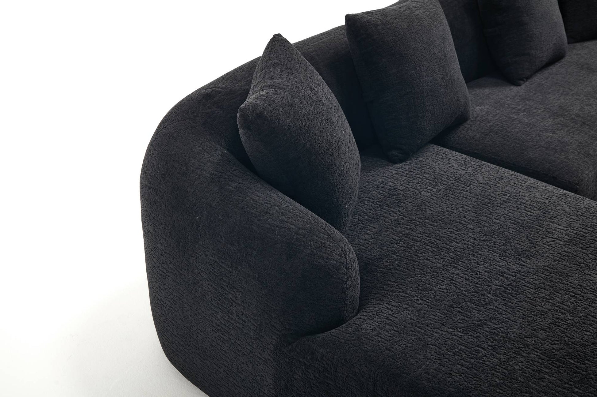 Chenille Spring-Core Compression Sectional — 4-Seat, 99"W — Black