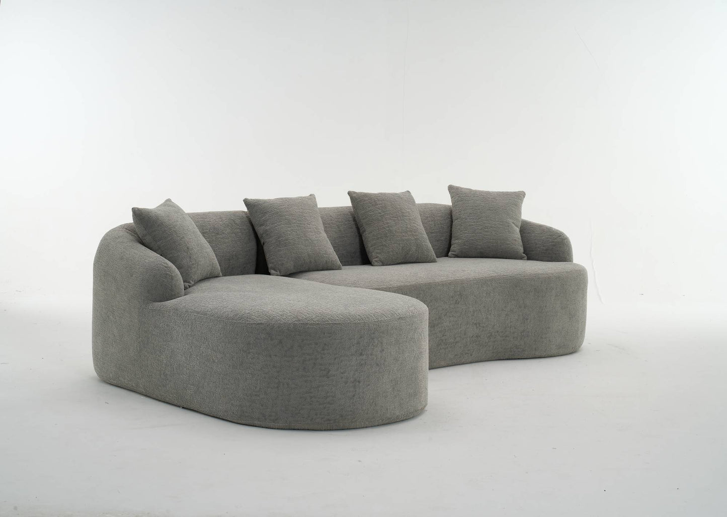 Chenille Spring-Core Compression Sectional — 4-Seat, 99"W — Light Gray