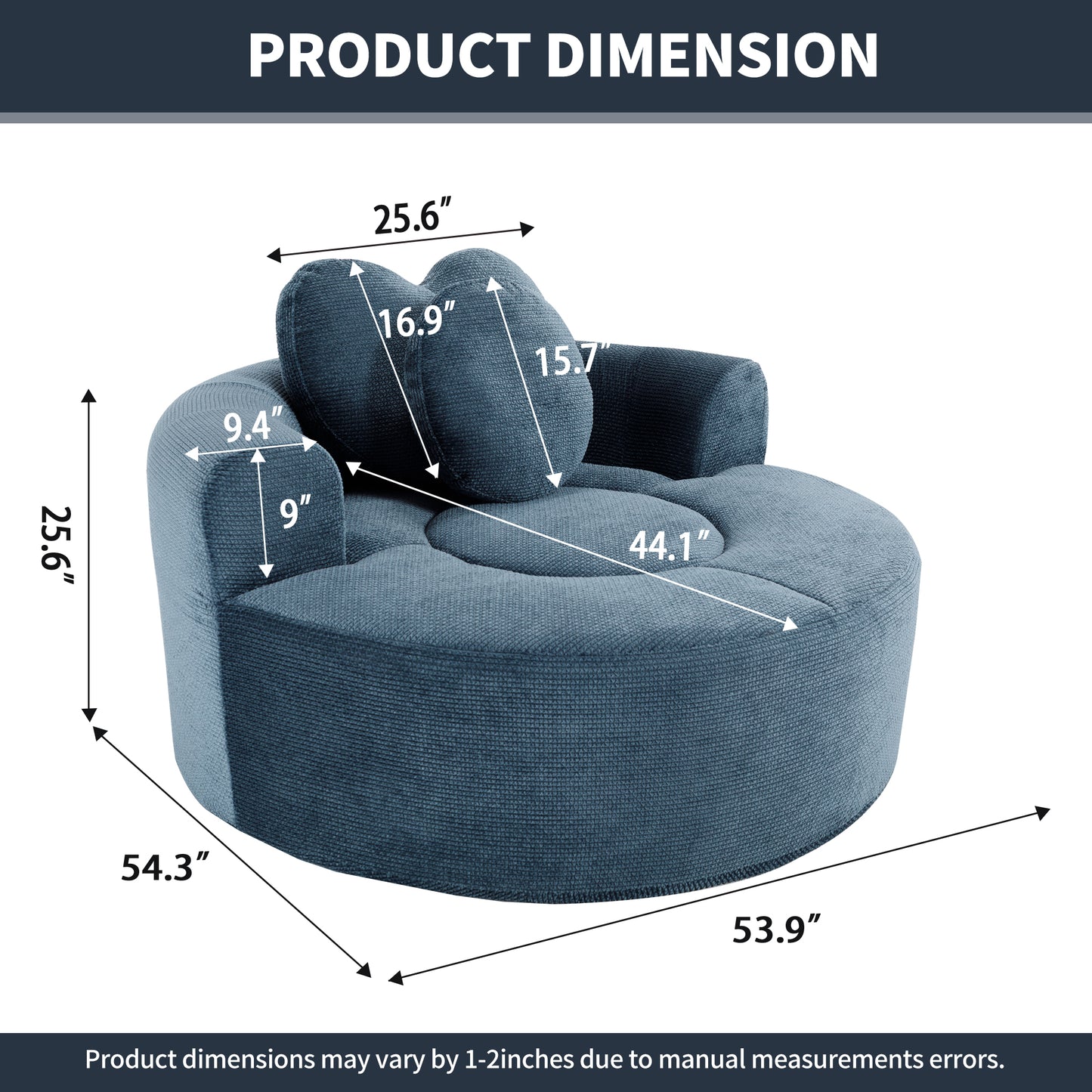 Polyester Compression Accent Chair — 1-Seat — Blue