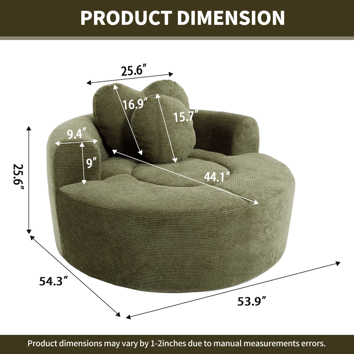 Polyester Compression Accent Chair — 1-Seat — Green