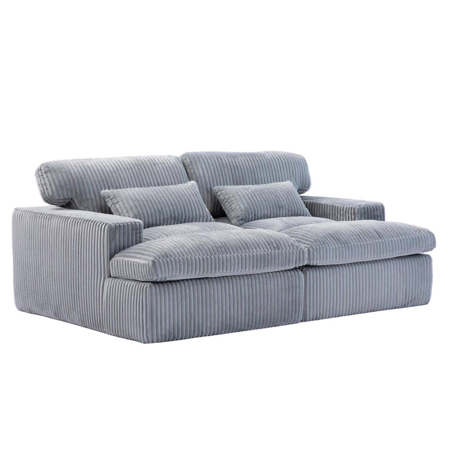 Corduroy Boneless Loveseat — 2-Seat, 83"W — Grey