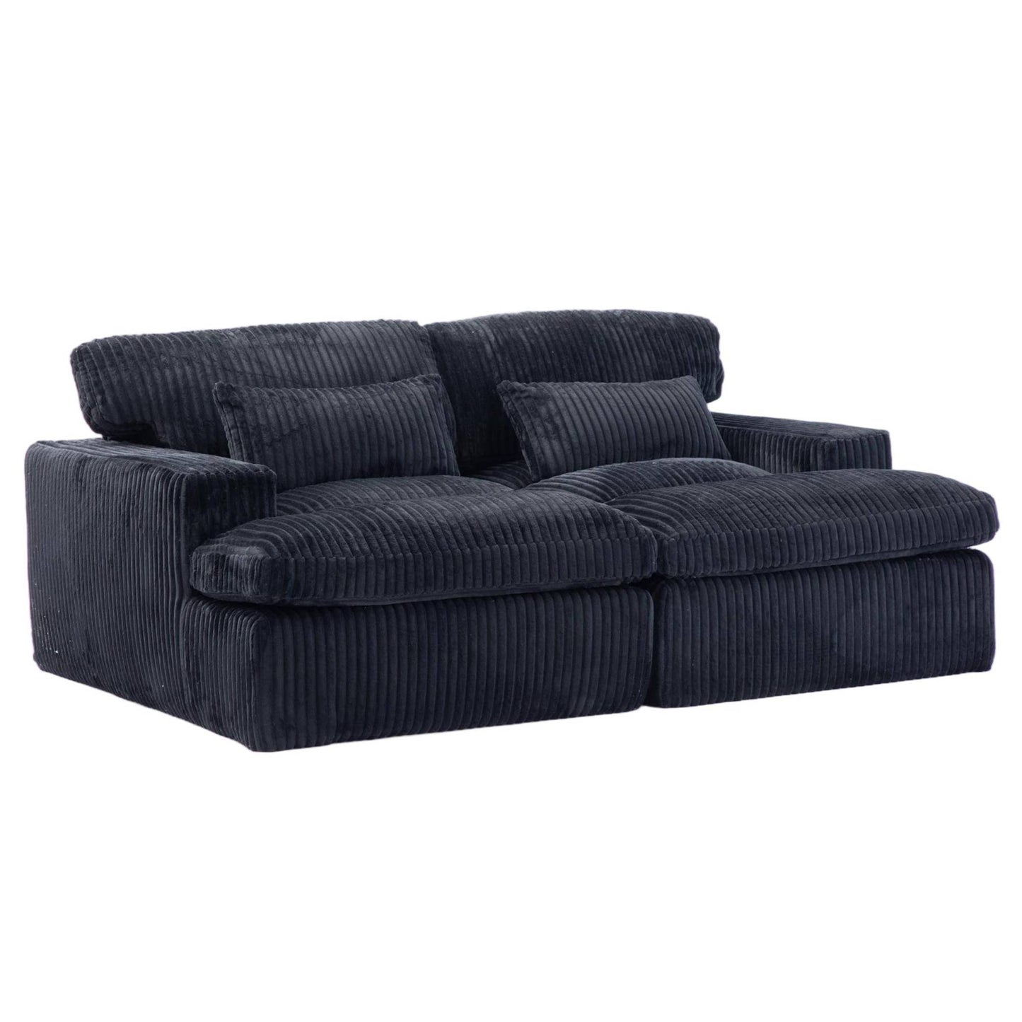 Corduroy Boneless Loveseat — 2-Seat, 83"W — Black