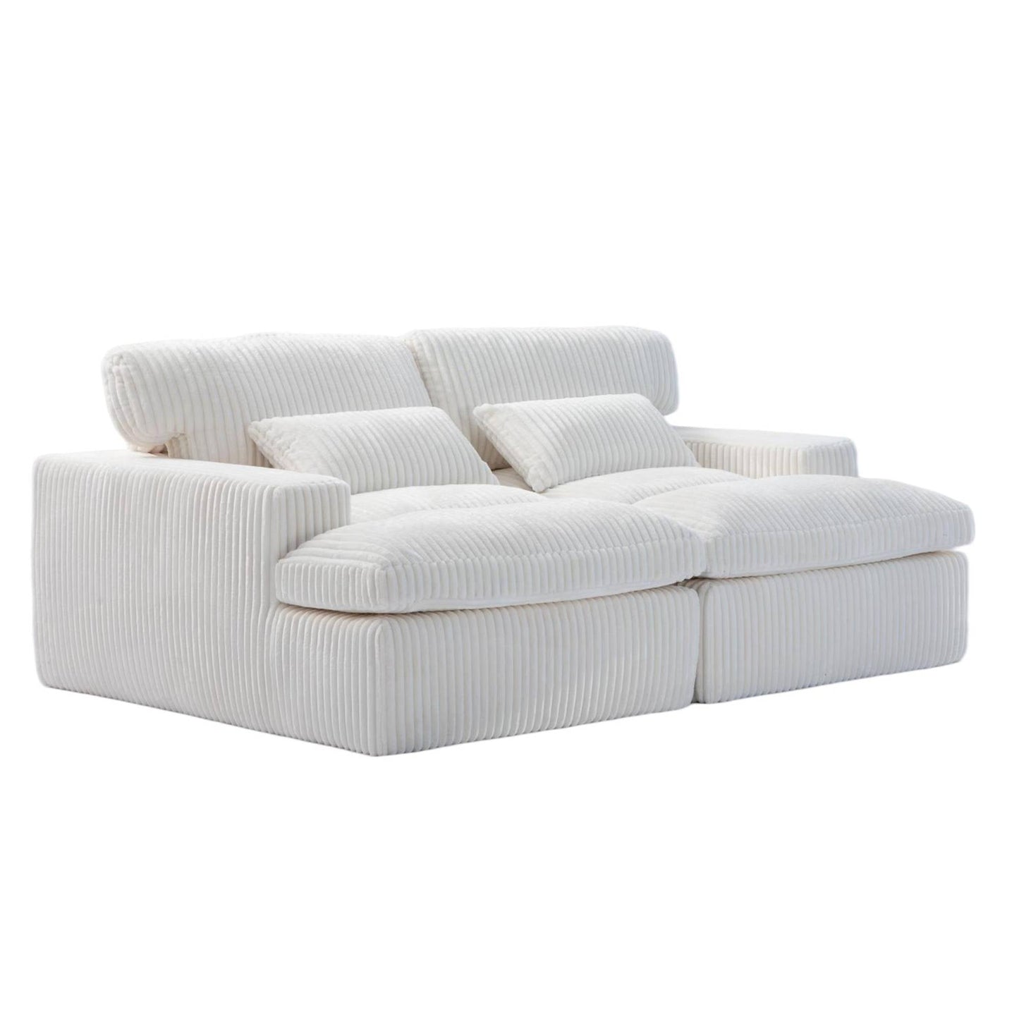 Corduroy Boneless Loveseat — 2-Seat, 83"W — White