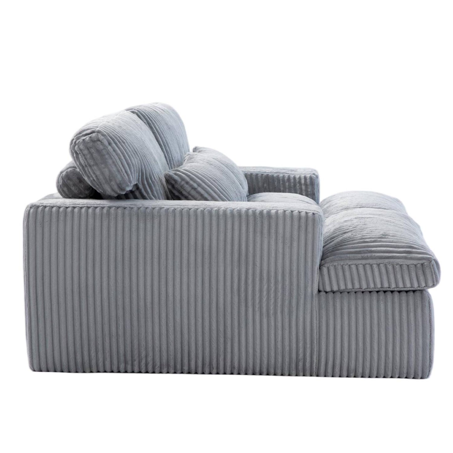 Corduroy Boneless Loveseat — 2-Seat, 83"W — Grey, arm and cushion detail
