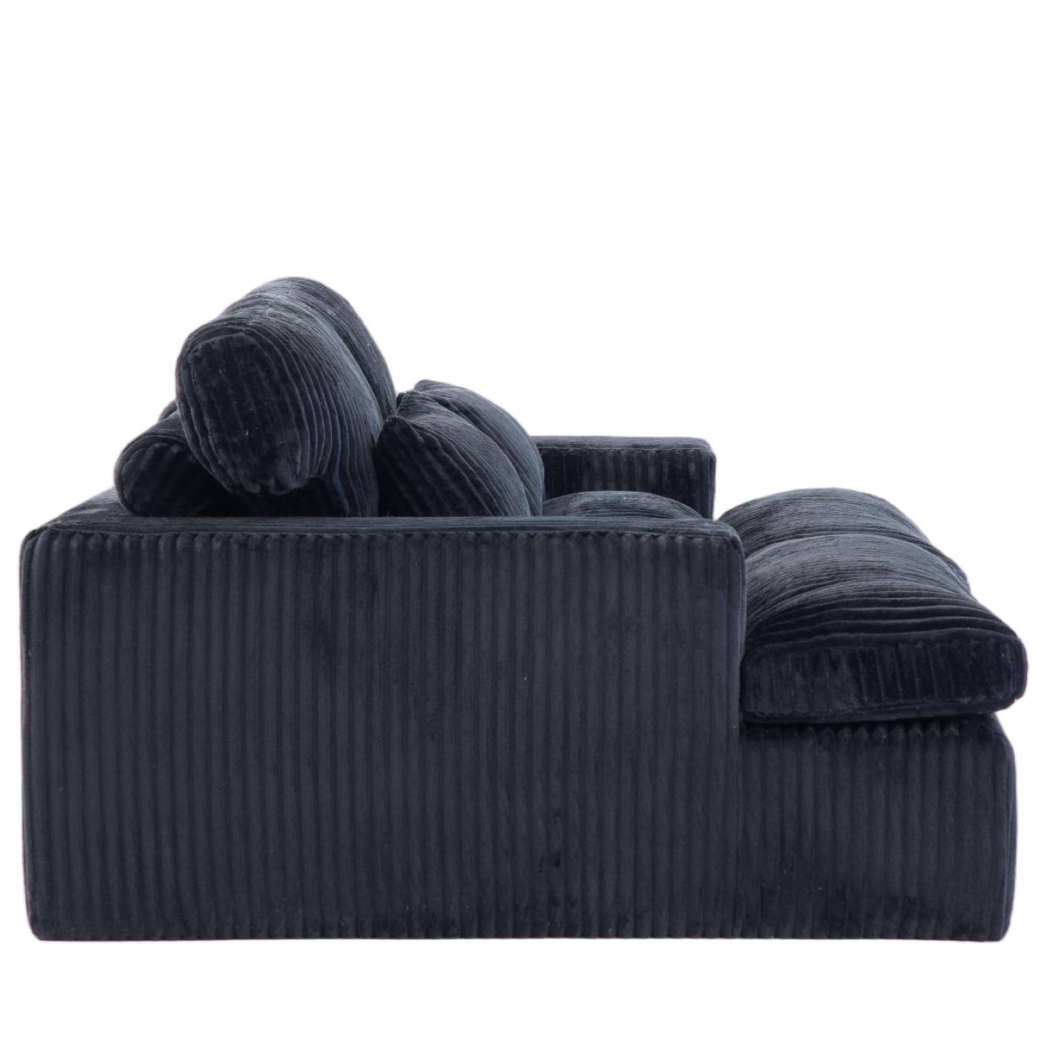 Corduroy Boneless Loveseat — 2-Seat, 83"W — Black, arm and cushion detail
