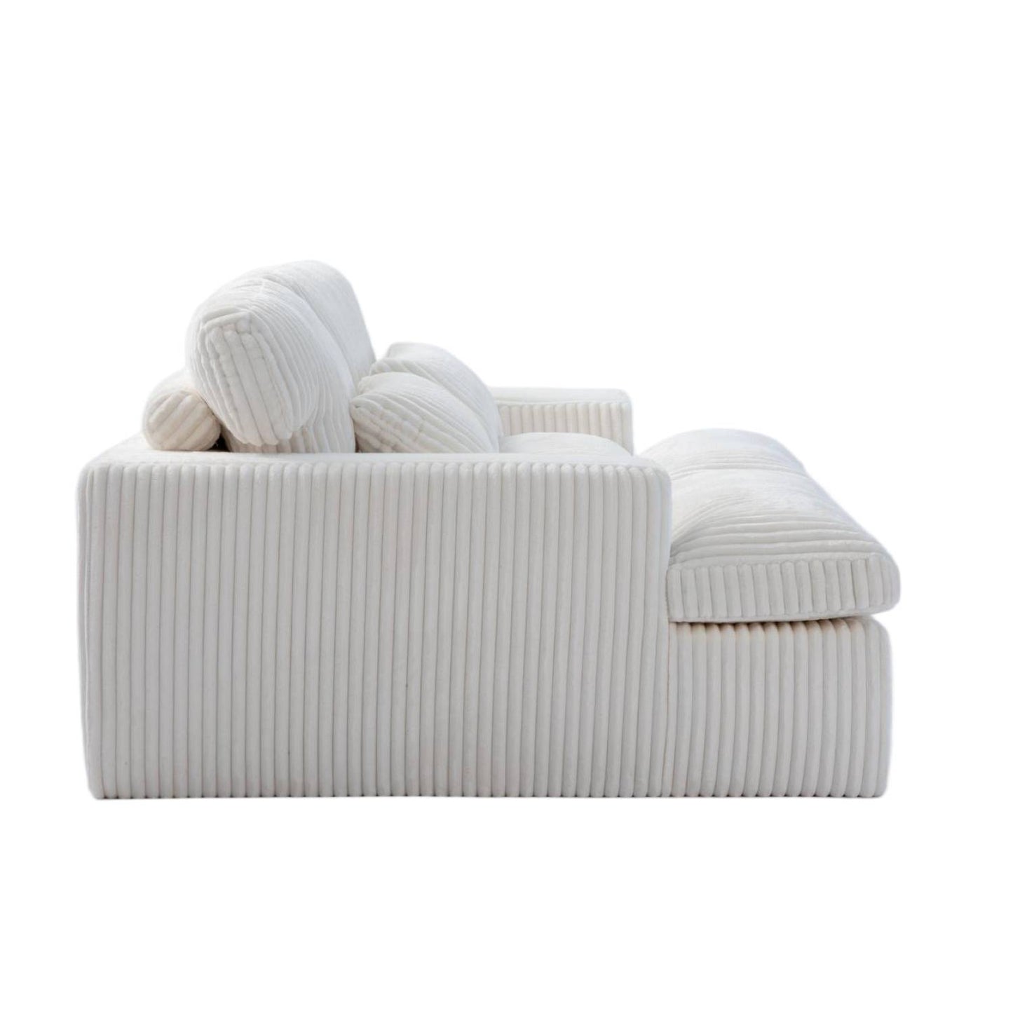 Corduroy Boneless Loveseat — 2-Seat, 83"W — White, arm and cushion detail