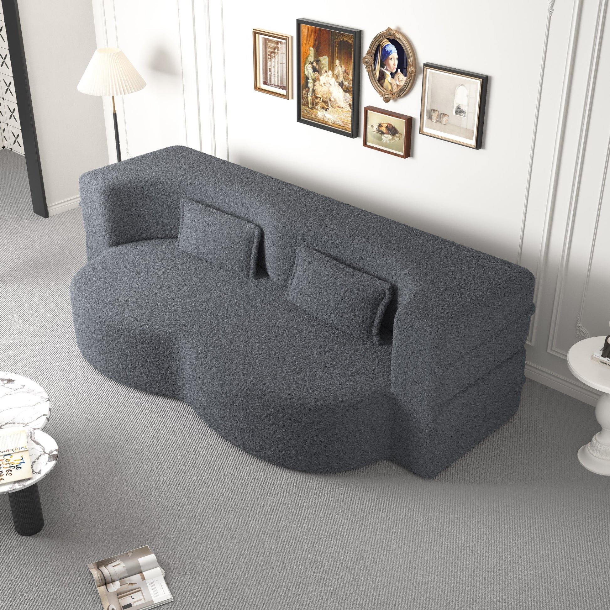 Corduroy Compression Loveseat — 2-Seat, 78"W — Grey