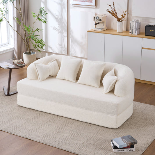 Chenille Compression Loveseat — 2-Seat, 70"W — White