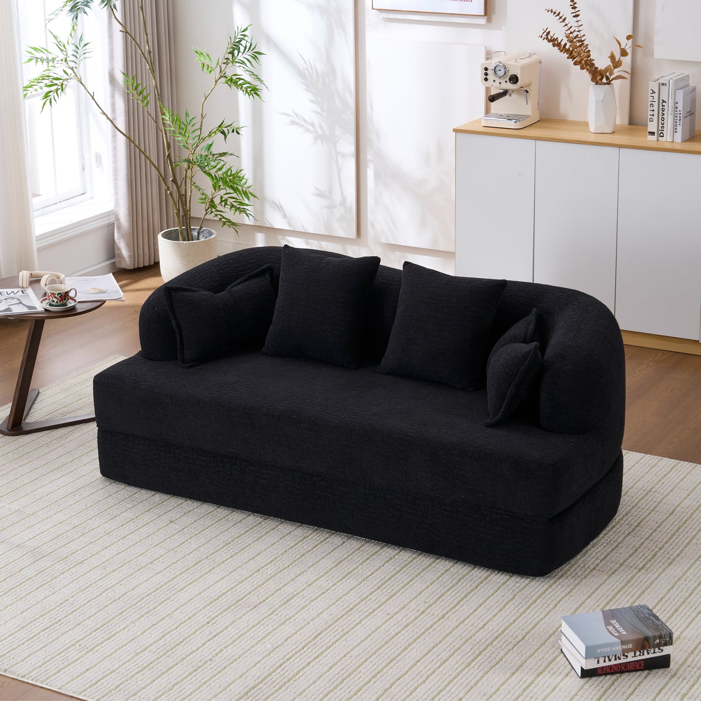 Chenille Compression Loveseat — 2-Seat, 70"W — Black