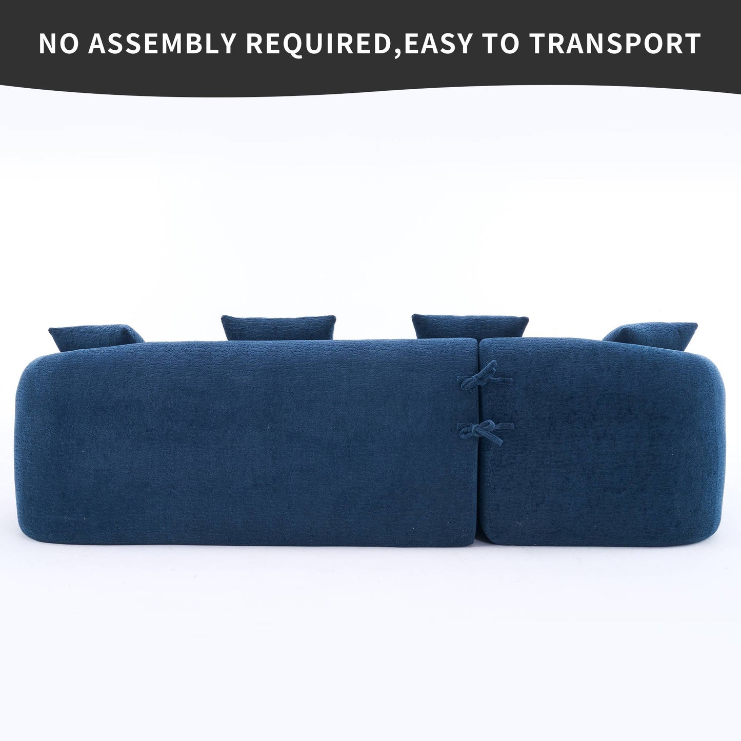 Chenille Spring-Core Compression Sectional — 4-Seat, 99"W — Navy Blue