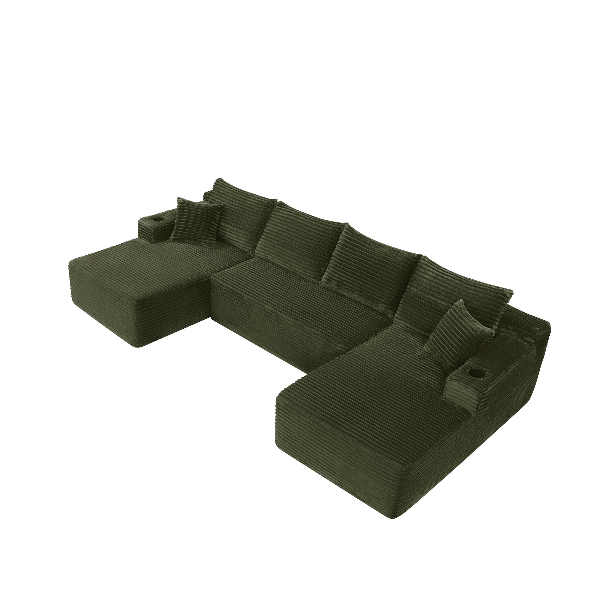 Corduroy Compression Sofa — 5-Seat, 134"W — Green