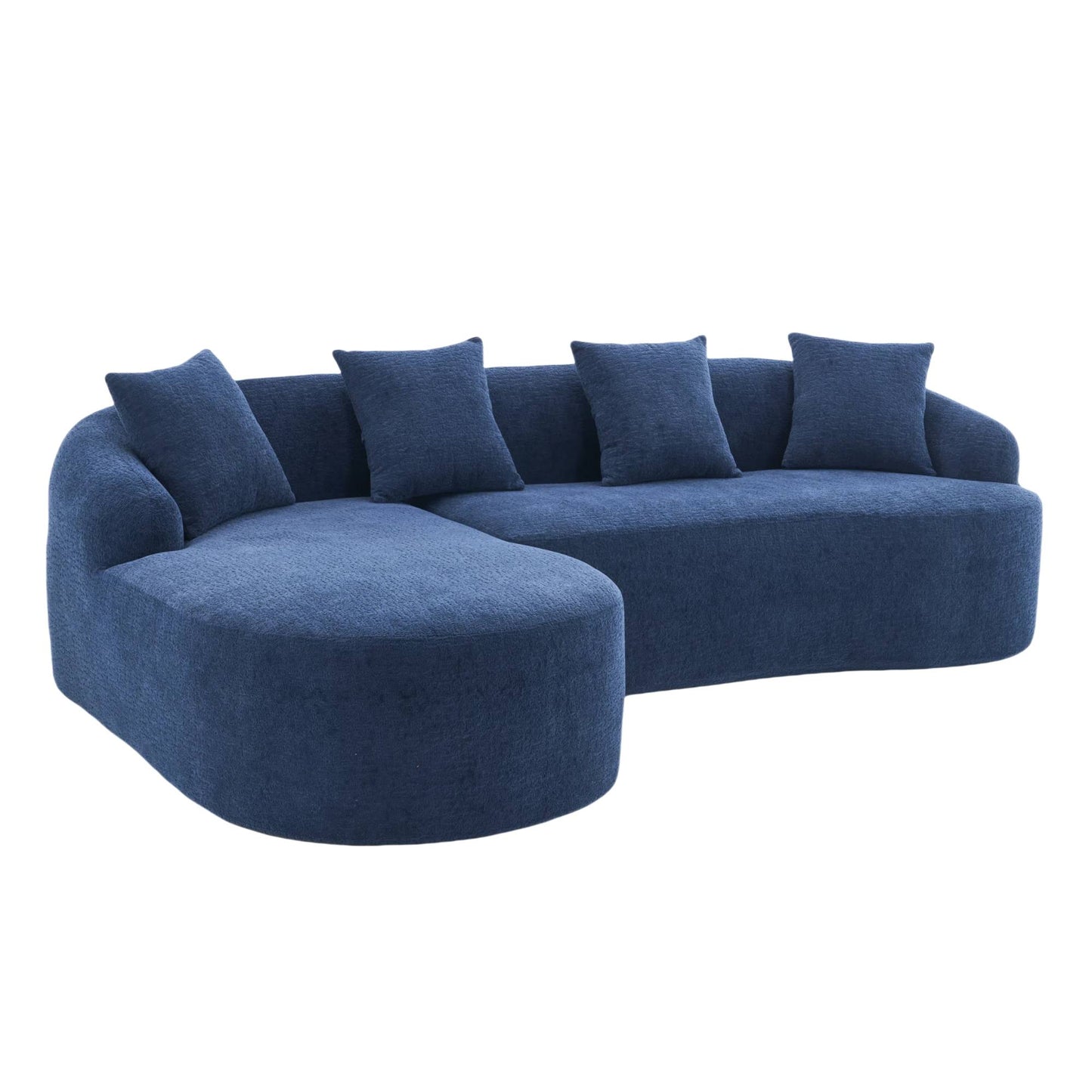 Chenille Spring-Core Compression Sectional — 4-Seat, 99"W — Navy Blue