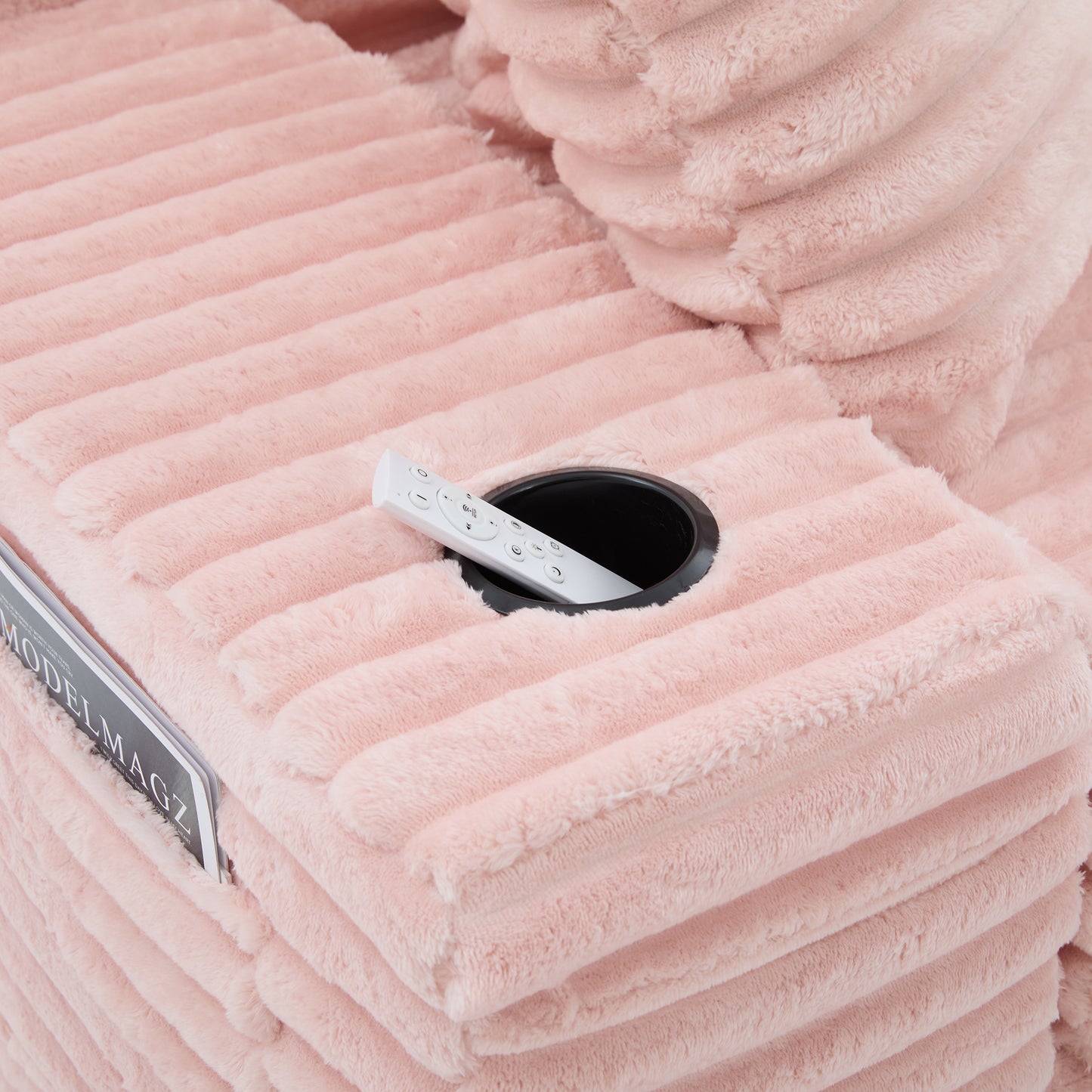 Corduroy Compression Sofa — 4-Seat, 107"W — Pink