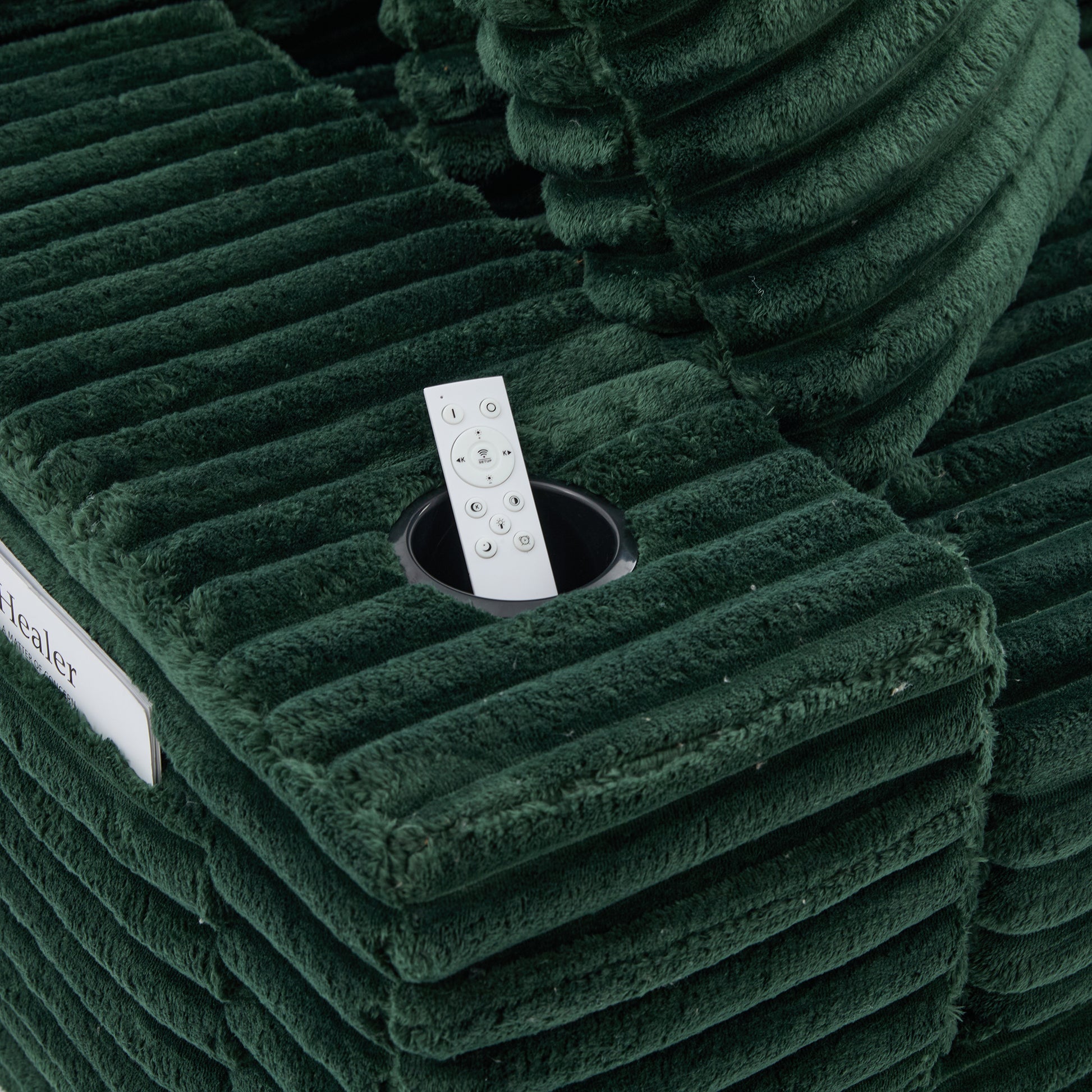 Corduroy Compression Sofa — 4-Seat, 107"W — Emerald