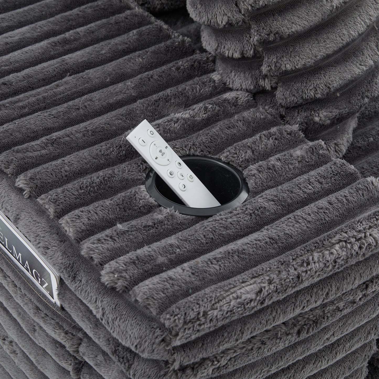 Corduroy Compression Sofa — 4-Seat, 107"W — Dark Gray