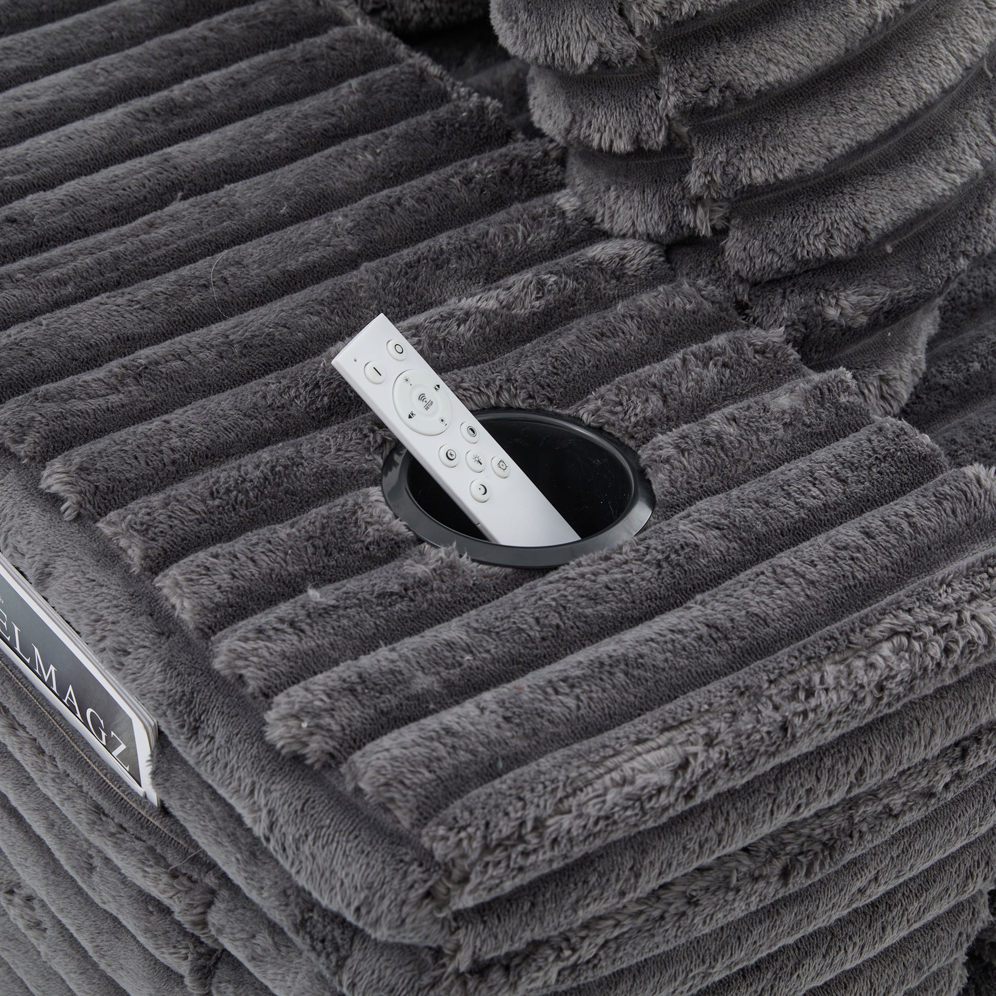 Corduroy Compression Sofa — 4-Seat, 107"W — Dark Gray