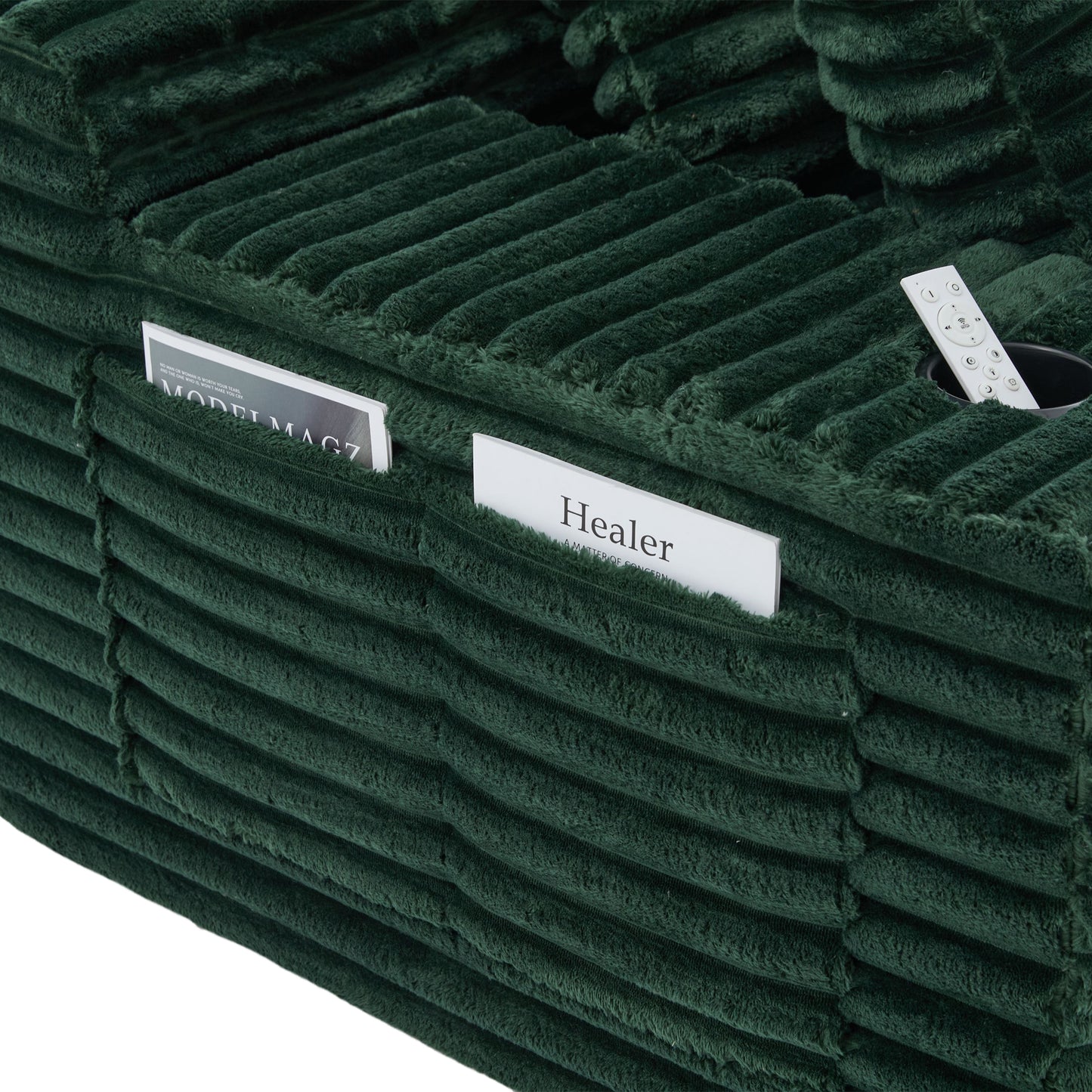 Corduroy Compression Sofa — 4-Seat, 107"W — Emerald