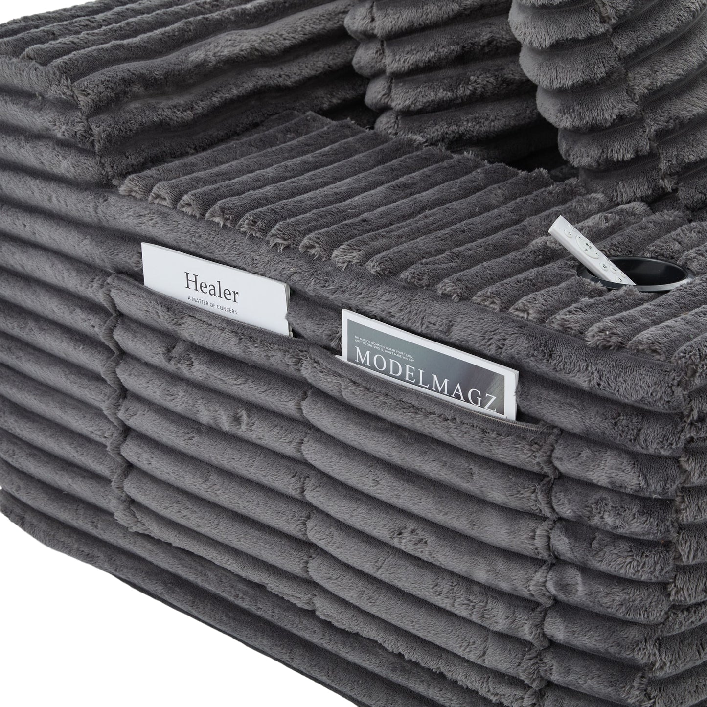 Corduroy Compression Sofa — 4-Seat, 107"W — Dark Gray