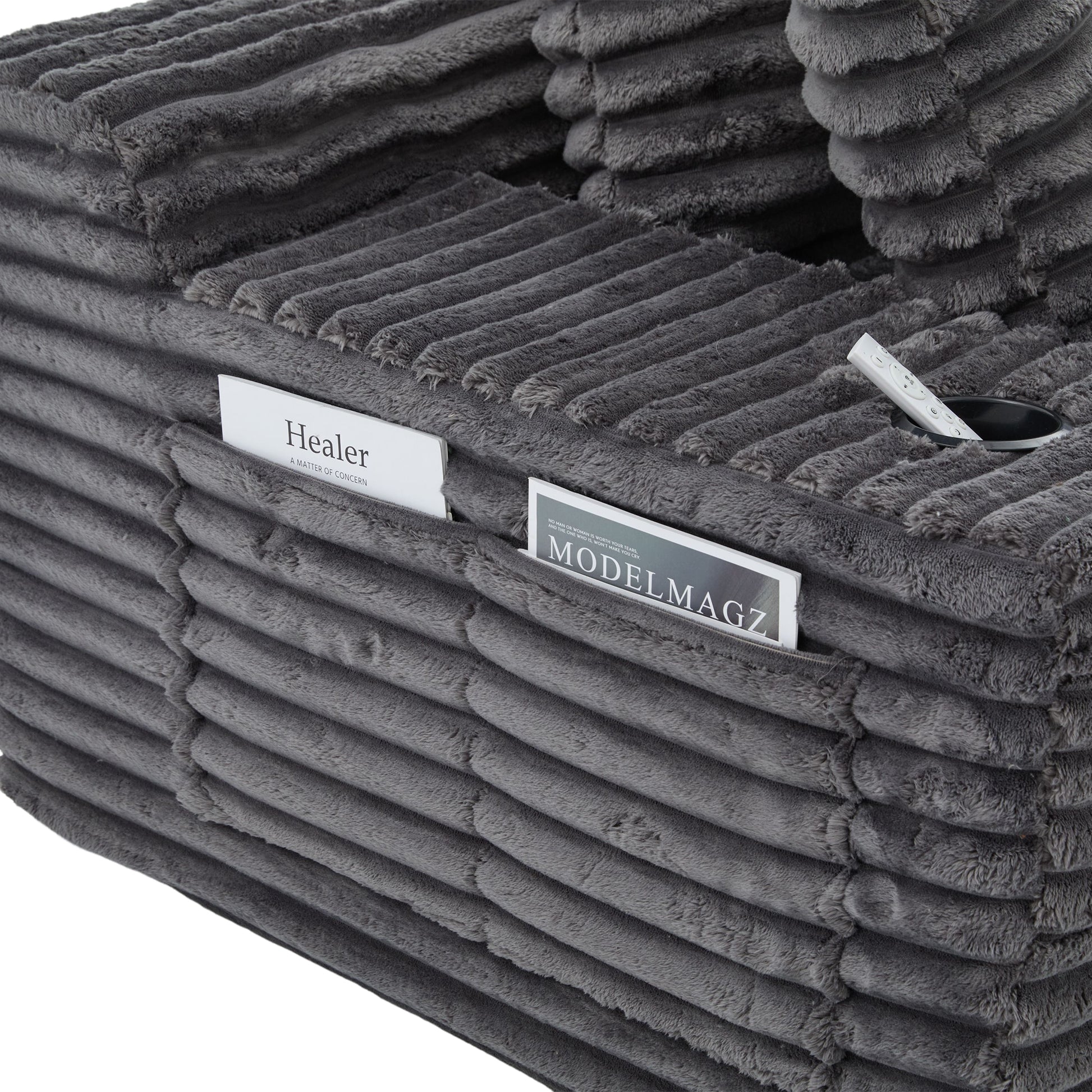 Corduroy Compression Sofa — 4-Seat, 107"W — Dark Gray