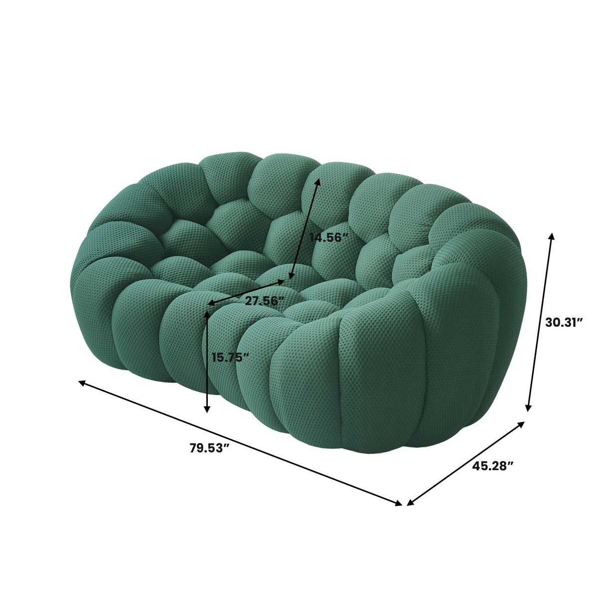 Boneless Couch — 2/3-Seat — dimensions — Green / 2-Seat