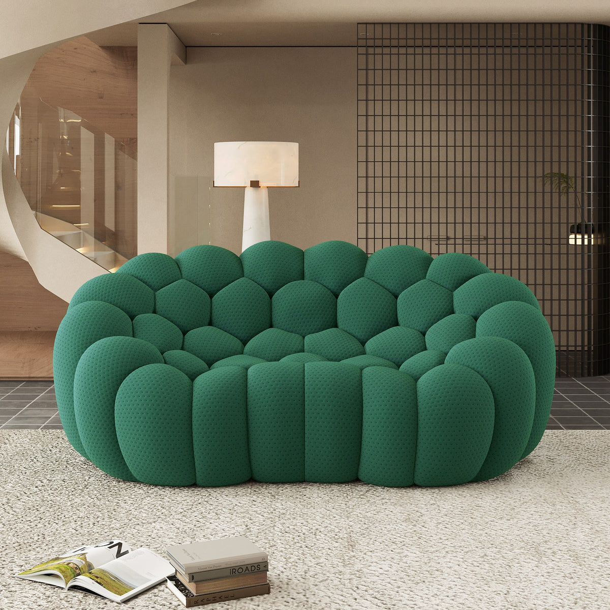 Green 2-seat boneless couch in a bright modern living room — 2/3-Seat — Green / 2-Seat