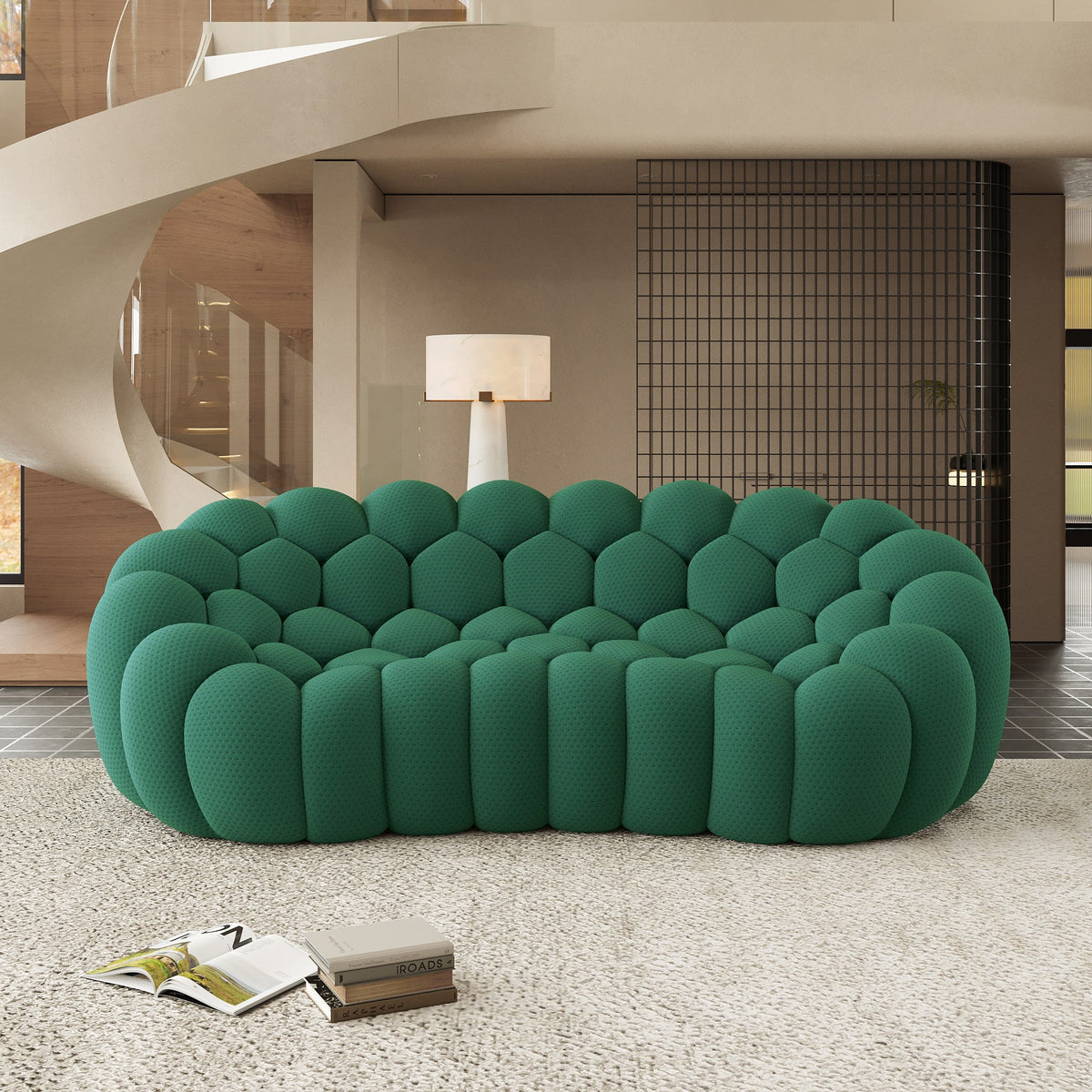 Green 3-seat boneless couch in a bright modern living room — 2/3-Seat — Green / 3-Seat